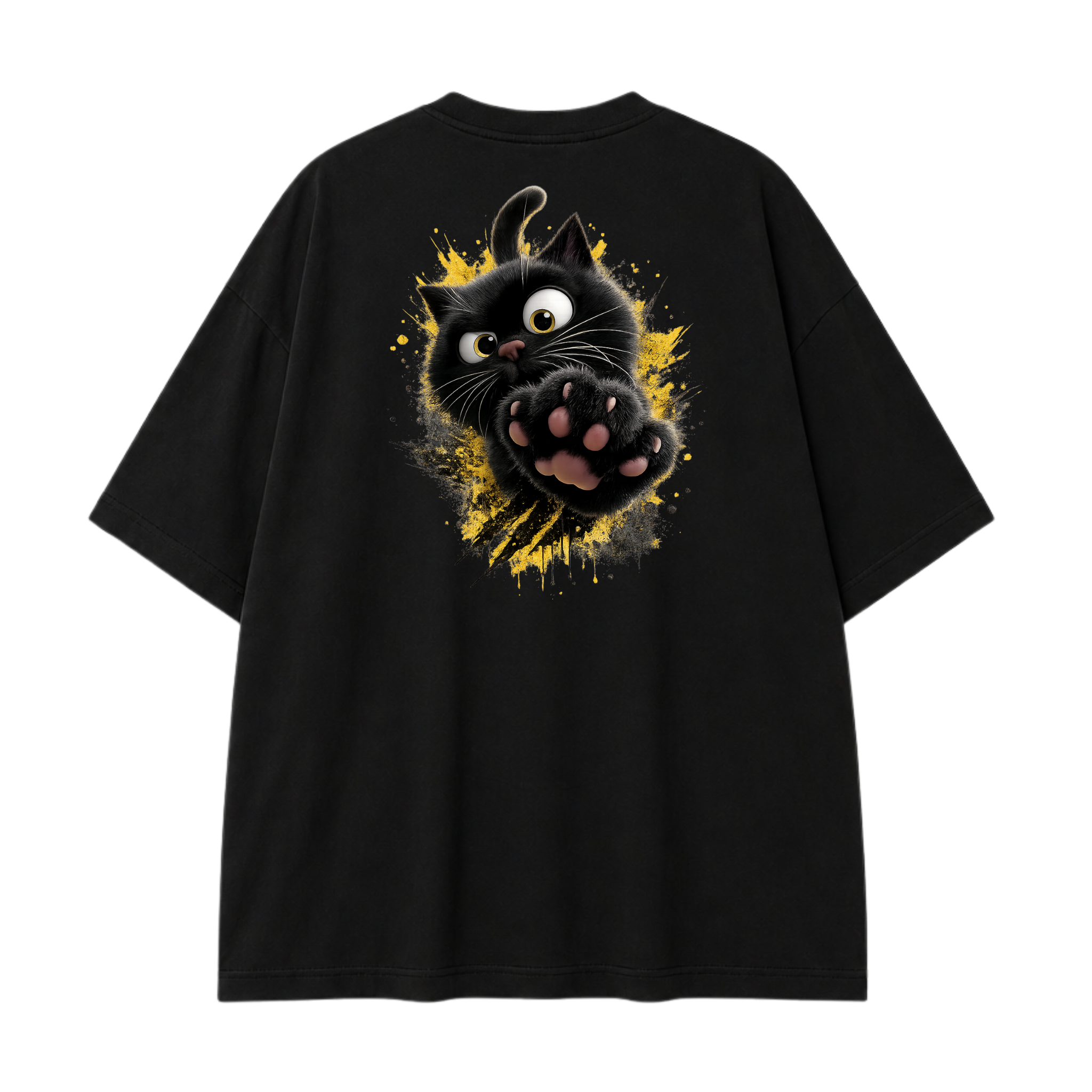 Somokriti Premium Cotton Printed T-Shirt - Midnight Paws | Oversized Fit, Half Sleeve, Round Neck | Unisex