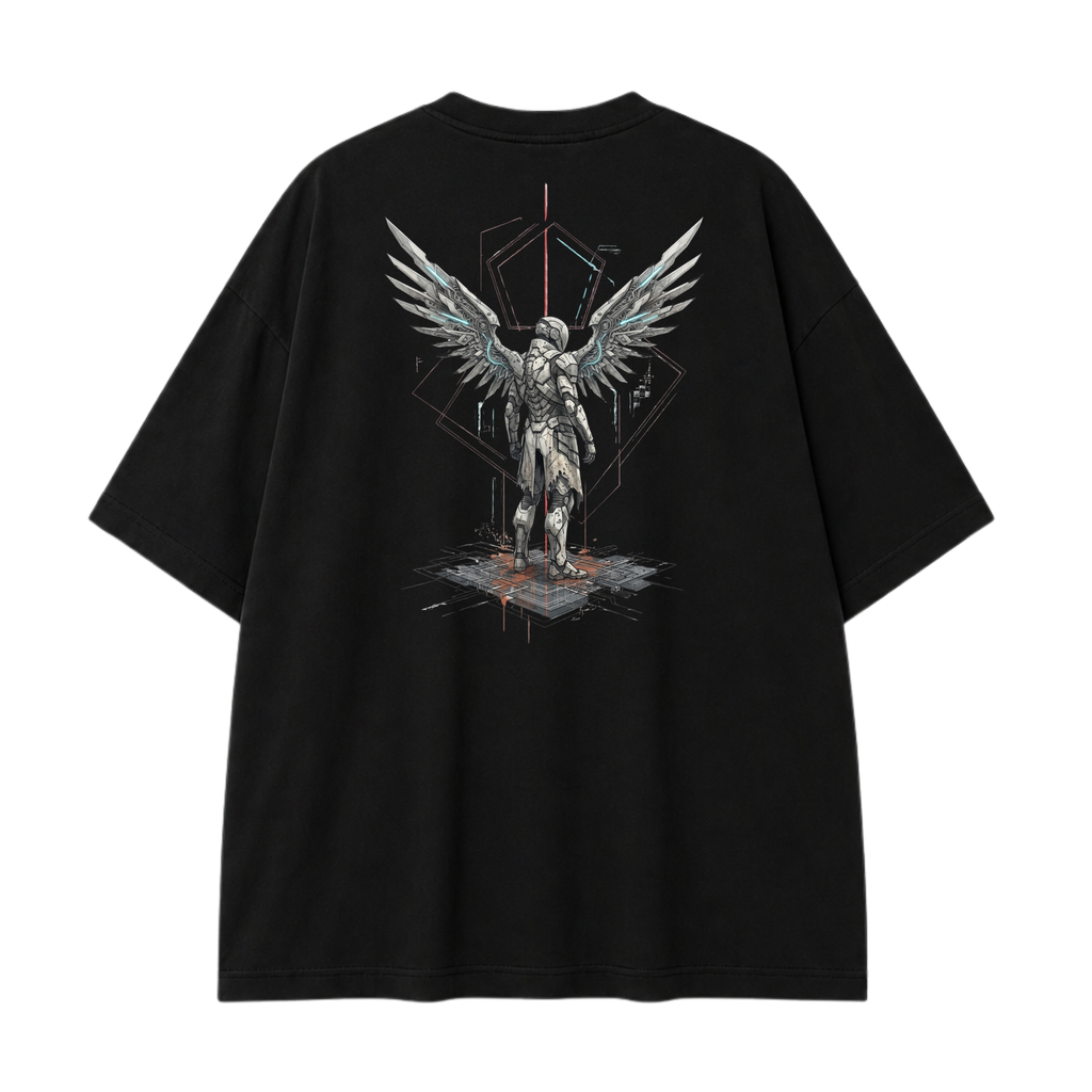 Somokriti Premium Cotton Printed T-Shirt - Ascended Guardian | Oversized Fit, Half Sleeve, Round Neck | Unisex
