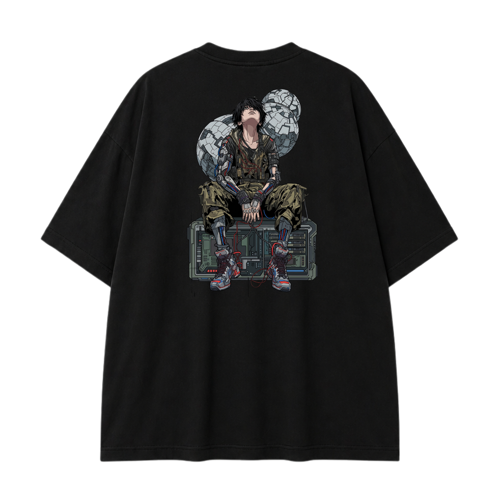 Somokriti Premium Cotton Printed T-Shirt - Cyber Nomad | Oversized Fit, Half Sleeve, Round Neck | Unisex