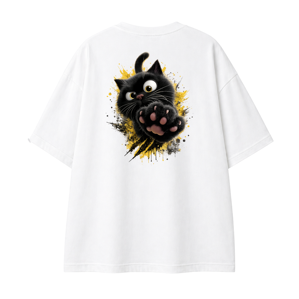 Somokriti Premium Cotton Printed T-Shirt - Midnight Paws | Oversized Fit, Half Sleeve, Round Neck | Unisex