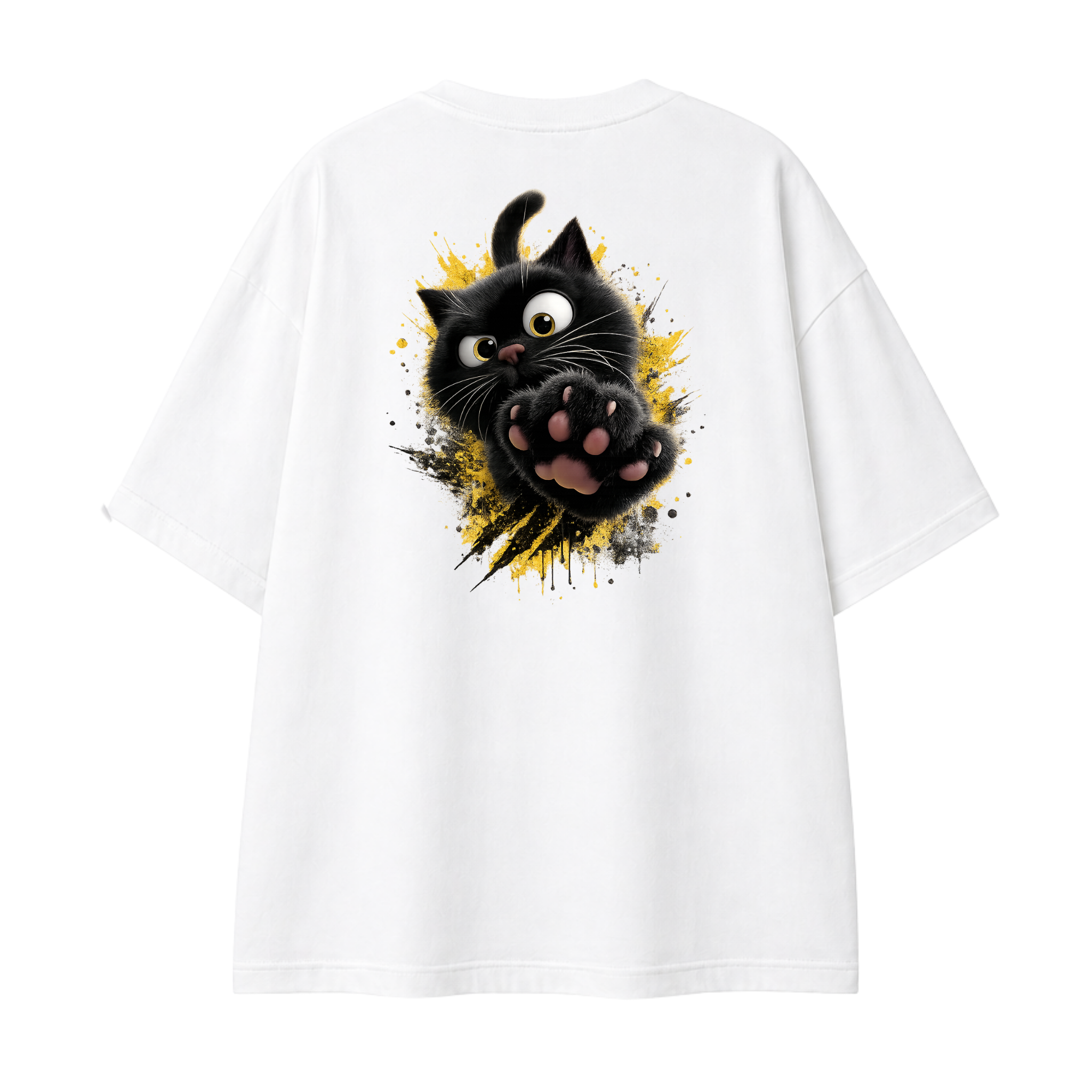 Somokriti Premium Cotton Printed T-Shirt - Midnight Paws | Oversized Fit, Half Sleeve, Round Neck | Unisex