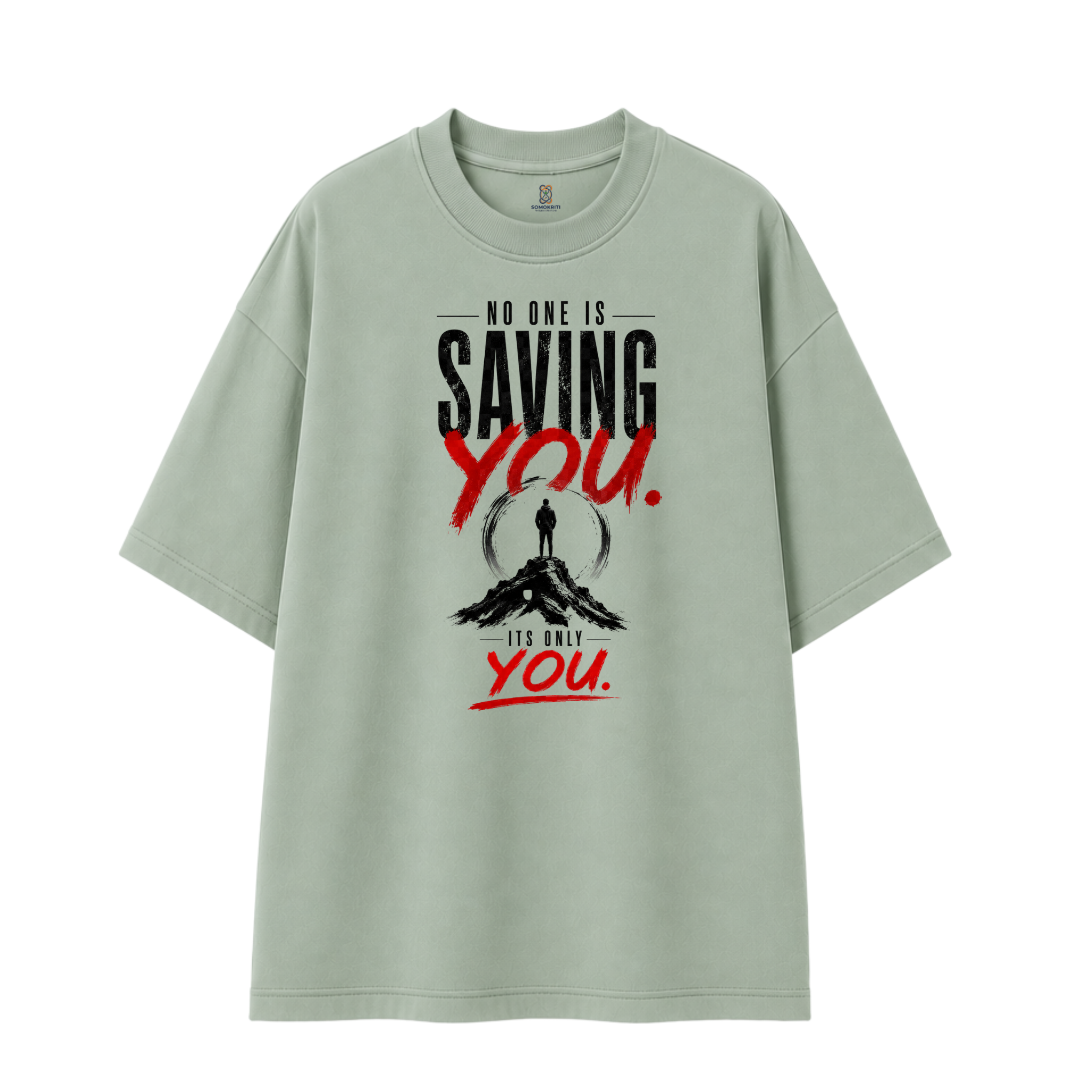 Somokriti Premium Cotton Printed T-Shirt - Self Approval | Oversized Fit, Half Sleeve, Round Neck | Unisex
