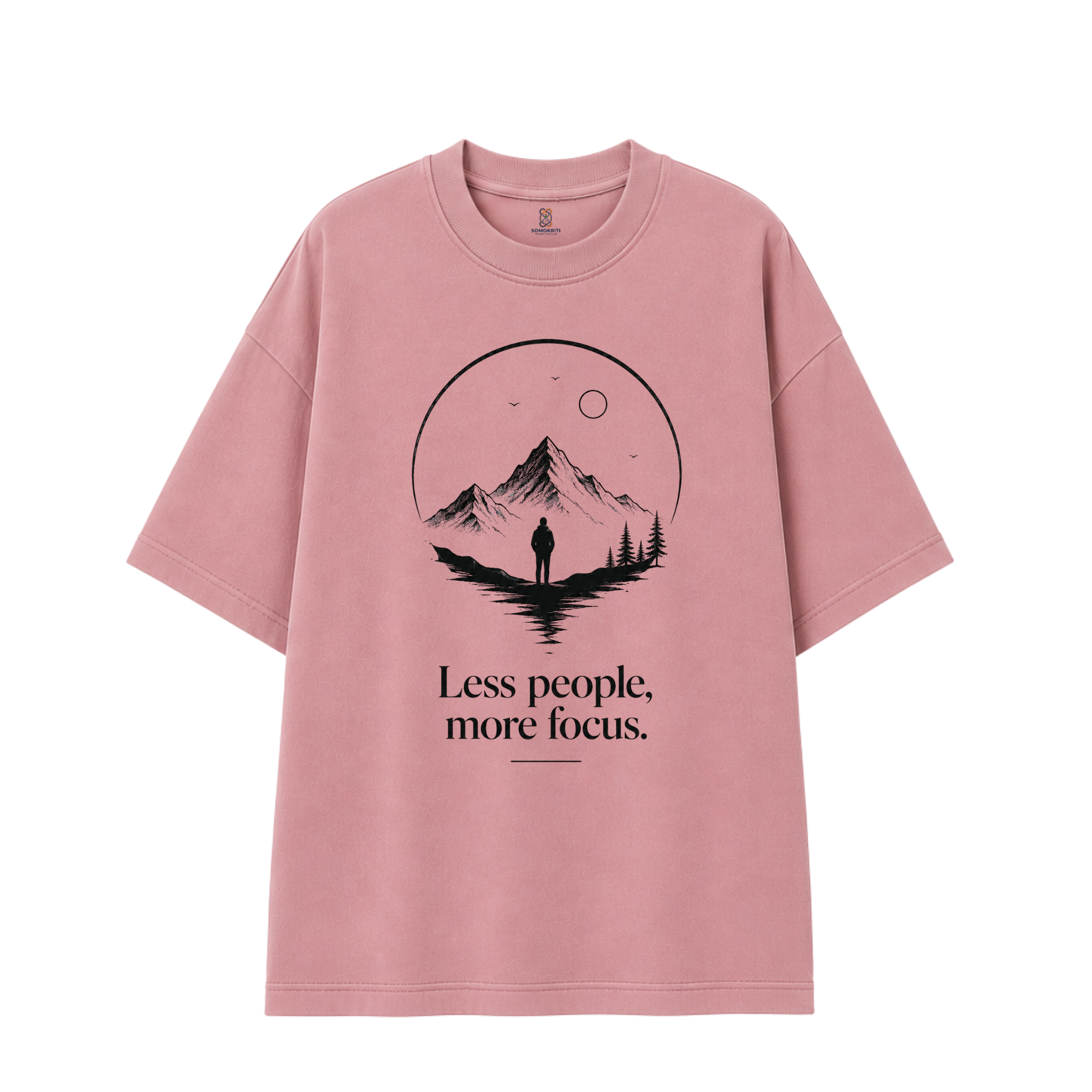 Somokriti Premium Cotton Printed T-Shirt - Silent Focus | Oversized Fit, Half Sleeve, Round Neck | Unisex