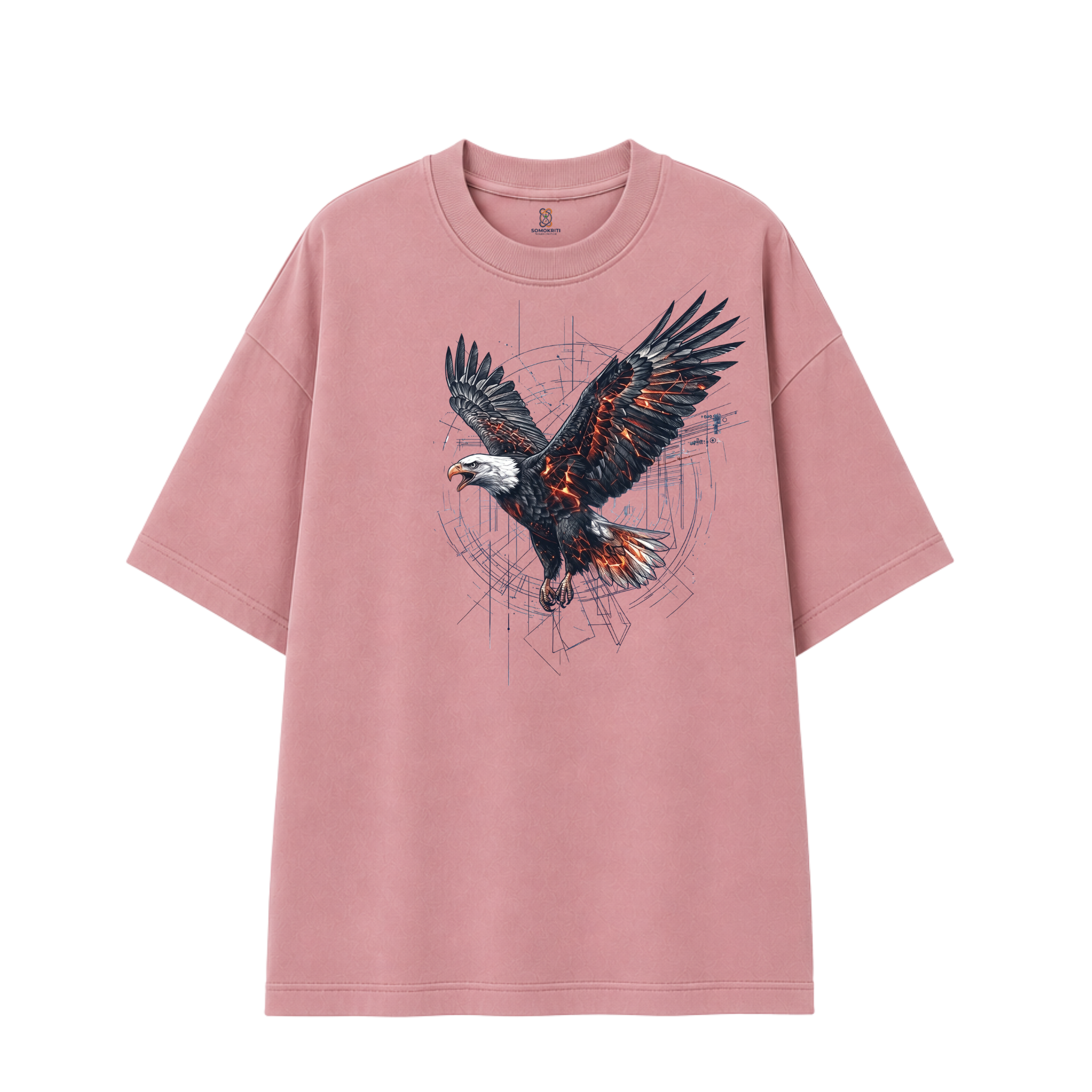 Somokriti Premium Cotton Printed T-Shirt - Inferno Flight | Oversized Fit, Half Sleeve, Round Neck | Unisex