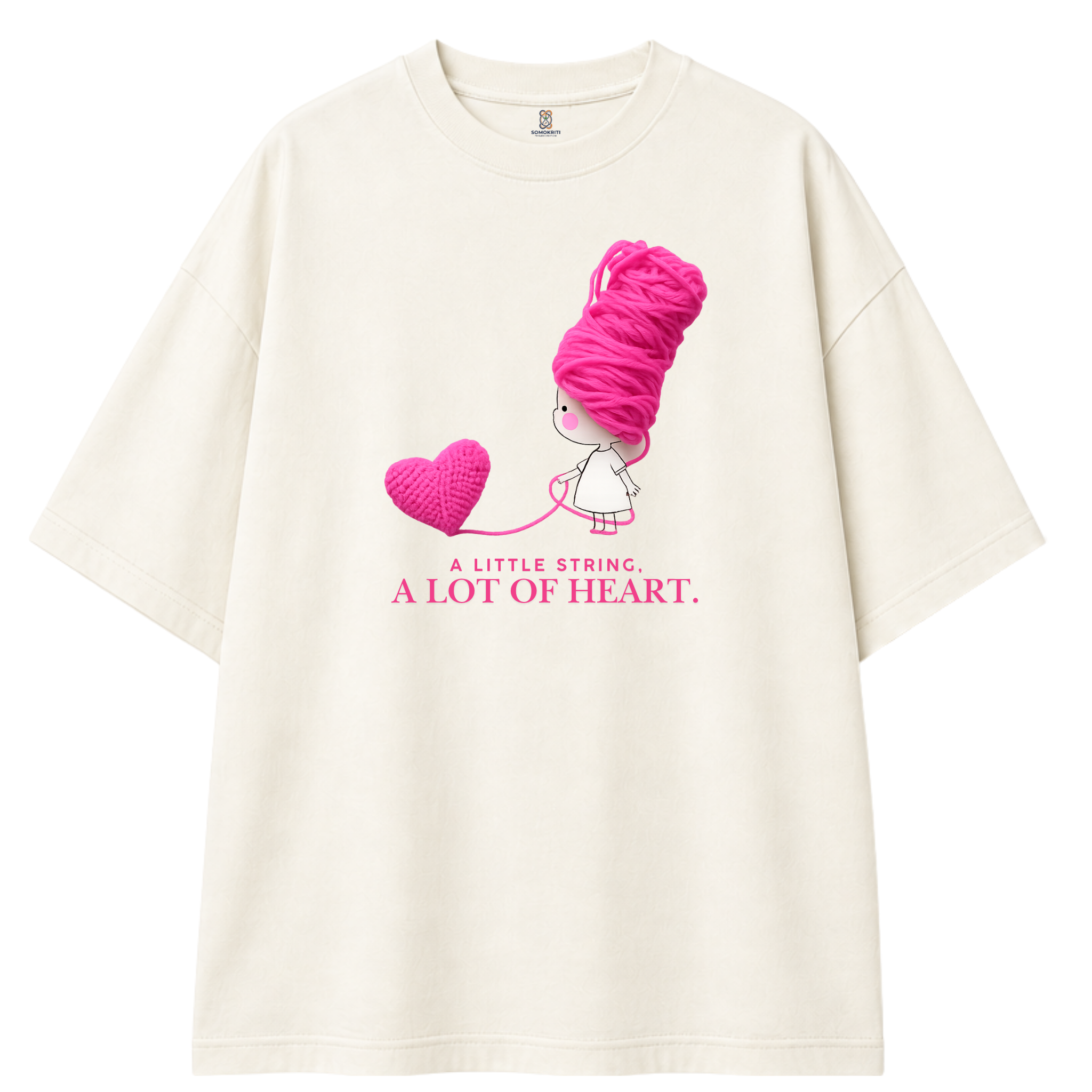 Somokriti Premium Cotton Printed T-Shirt - A Lot of Heart | Oversized Fit, Half Sleeve, Round Neck | Girls, Women