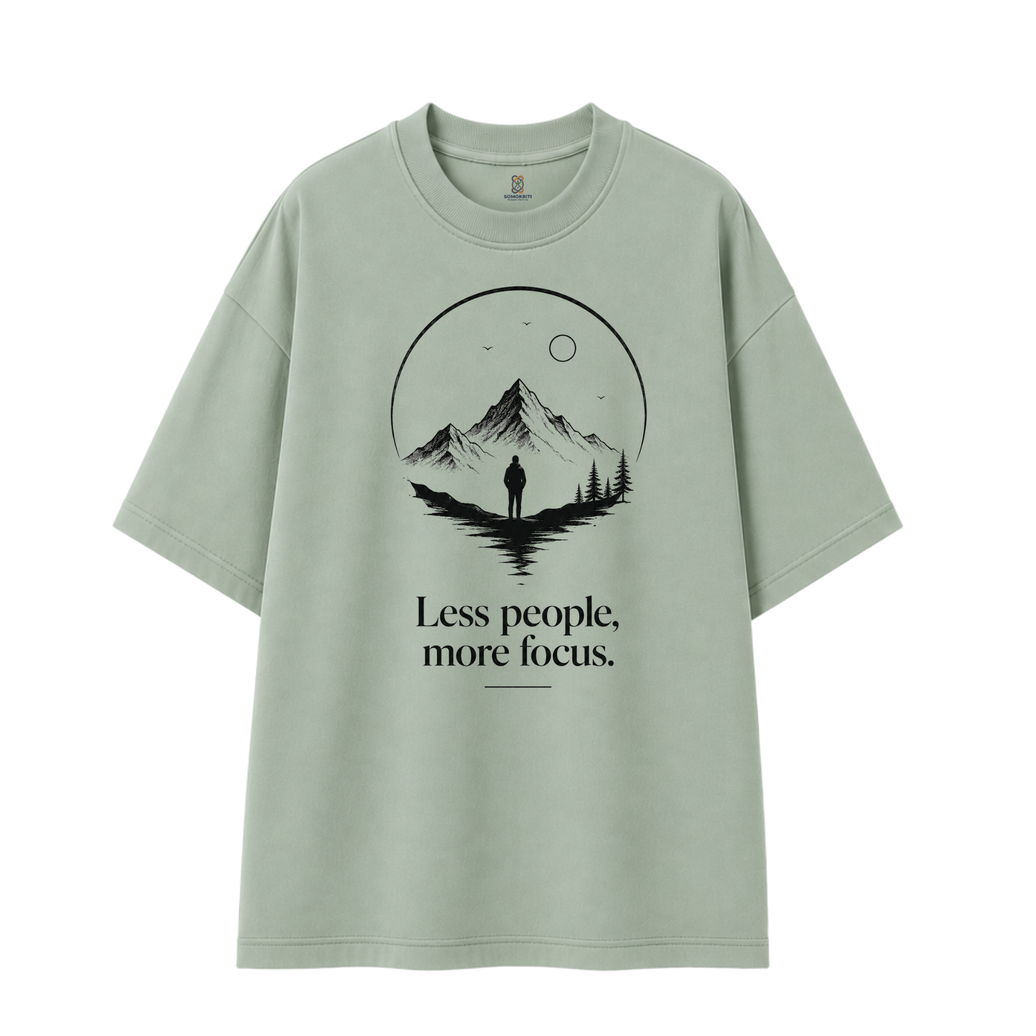 Somokriti Premium Cotton Printed T-Shirt - Silent Focus | Oversized Fit, Half Sleeve, Round Neck | Unisex