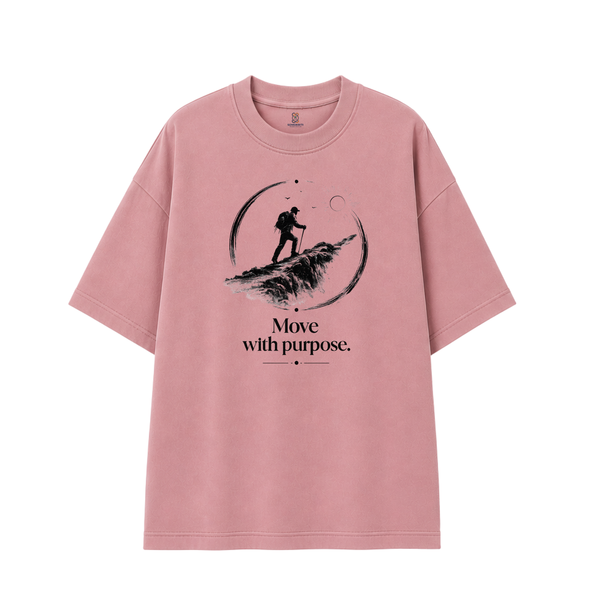 Somokriti Premium Cotton Printed T-Shirt - Purpose Trek | Oversized Fit, Half Sleeve, Round Neck | Unisex