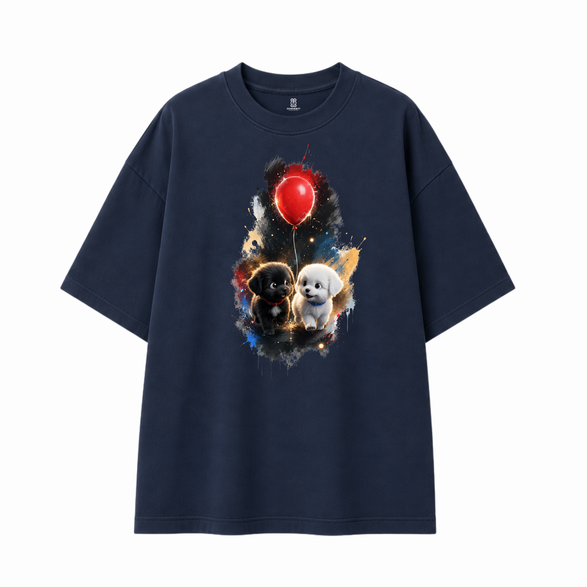 Somokriti Premium Cotton Printed T-Shirt - Pawsome Pair | Oversized Fit, Half Sleeve, Round Neck | Unisex