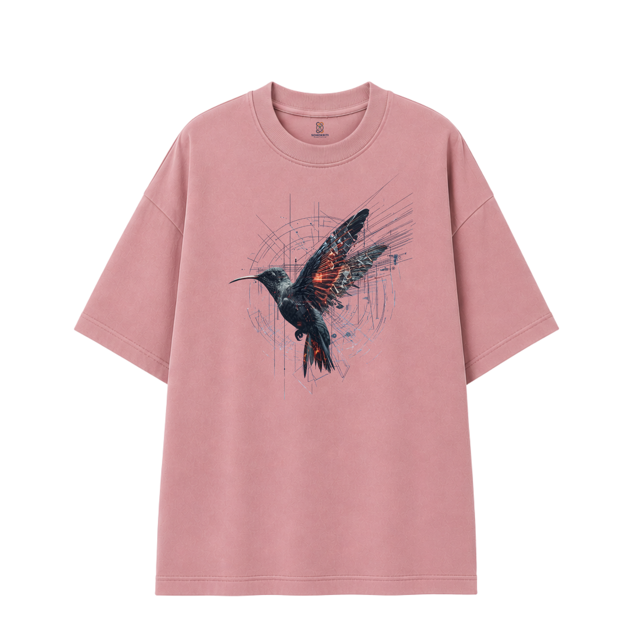 Somokriti Premium Cotton Printed T-Shirt - Velocity Wings | Oversized Fit, Half Sleeve, Round Neck | Unisex