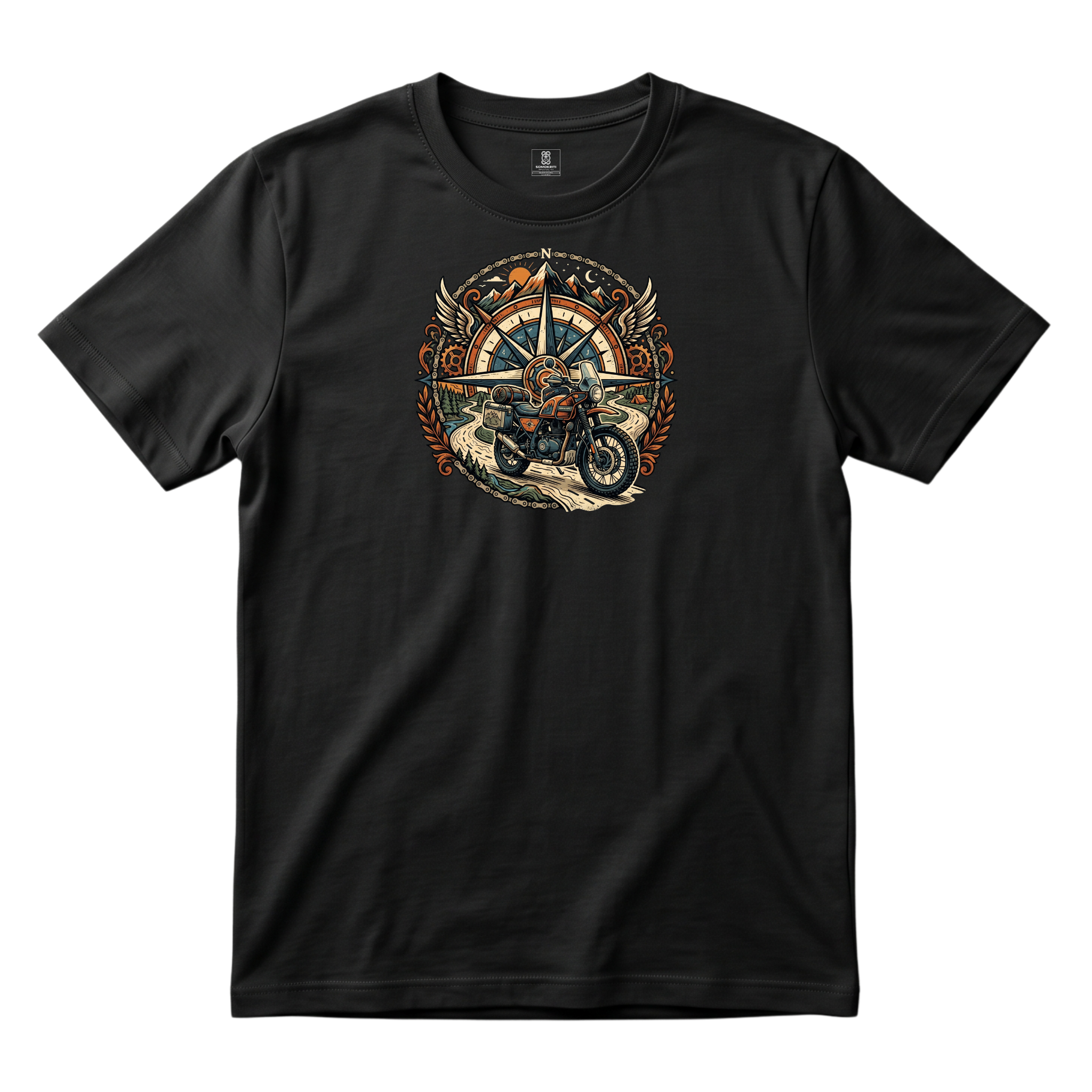 Somokriti Unisex Premium Cotton Printed T-Shirt - The Wanderer's Compass | Regular Fit, Half Sleeve, Round Neck
