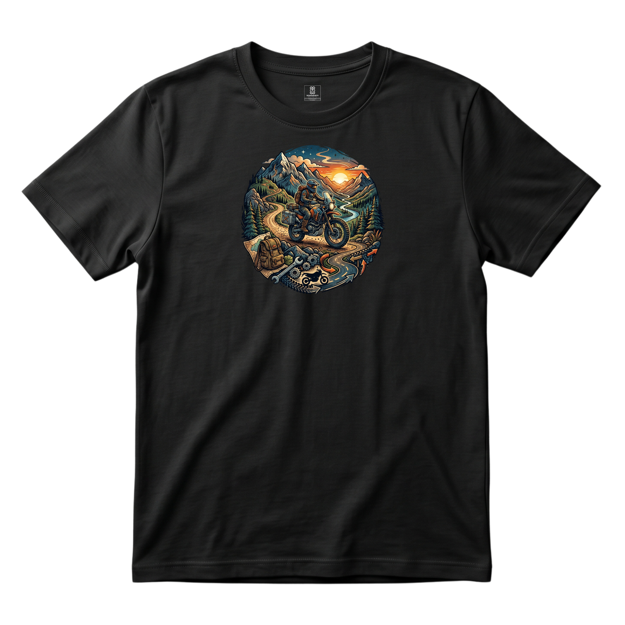 Somokriti Unisex Premium Cotton Printed T-Shirt - The Mountain Pass | Regular Fit, Half Sleeve, Round Neck