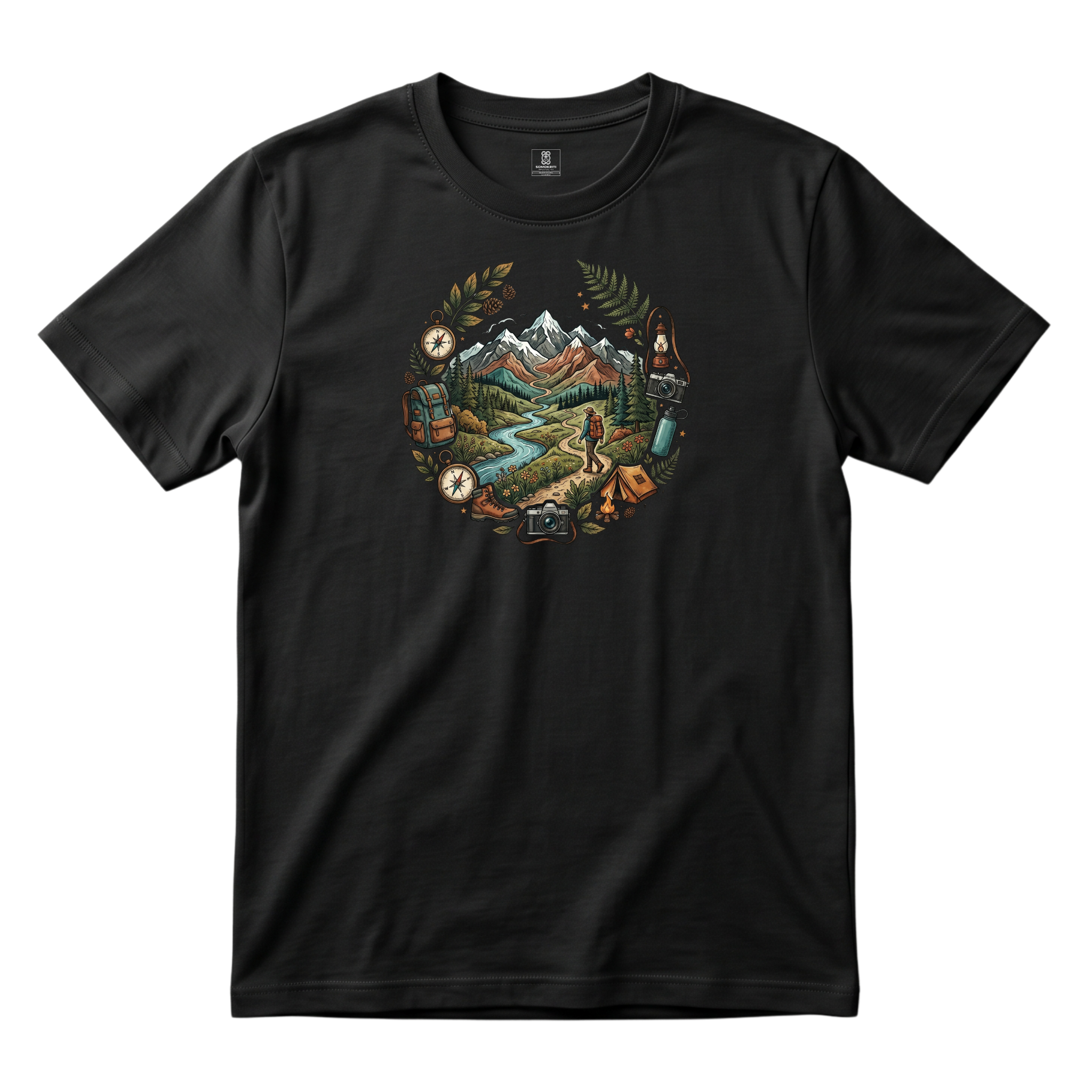Somokriti Unisex Premium Cotton Printed T-Shirt - The Explorer's Compass | Regular Fit, Half Sleeve, Round Neck