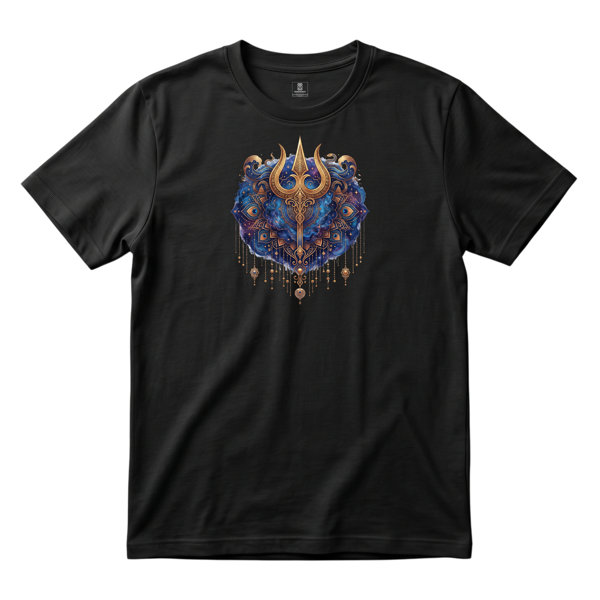 Somokriti Unisex Premium Cotton Printed T-Shirt - The Celestial Trident | Regular Fit, Half Sleeve, Round Neck