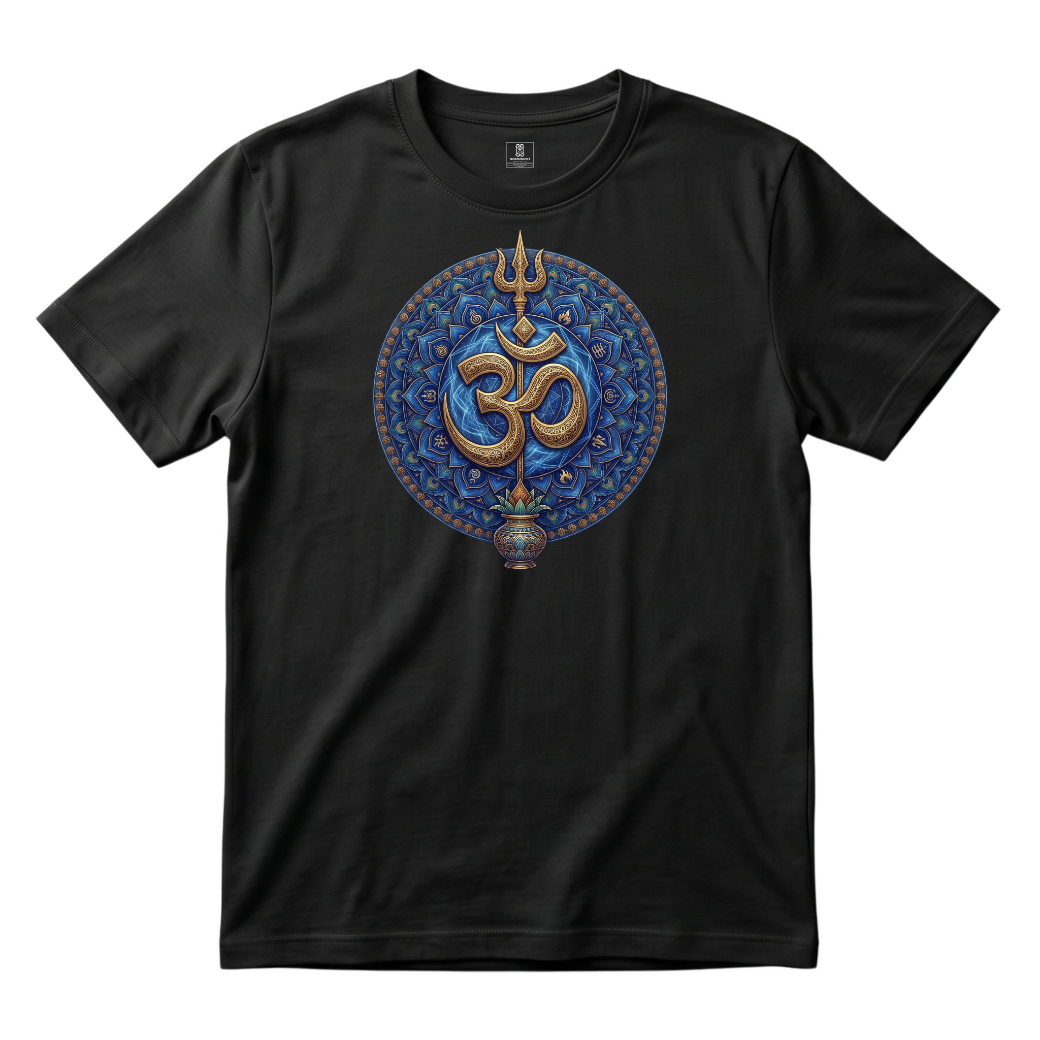 Somokriti Unisex Premium Cotton Printed T-Shirt - The Cosmic Trishul Mandala | Regular Fit, Half Sleeve, Round Neck