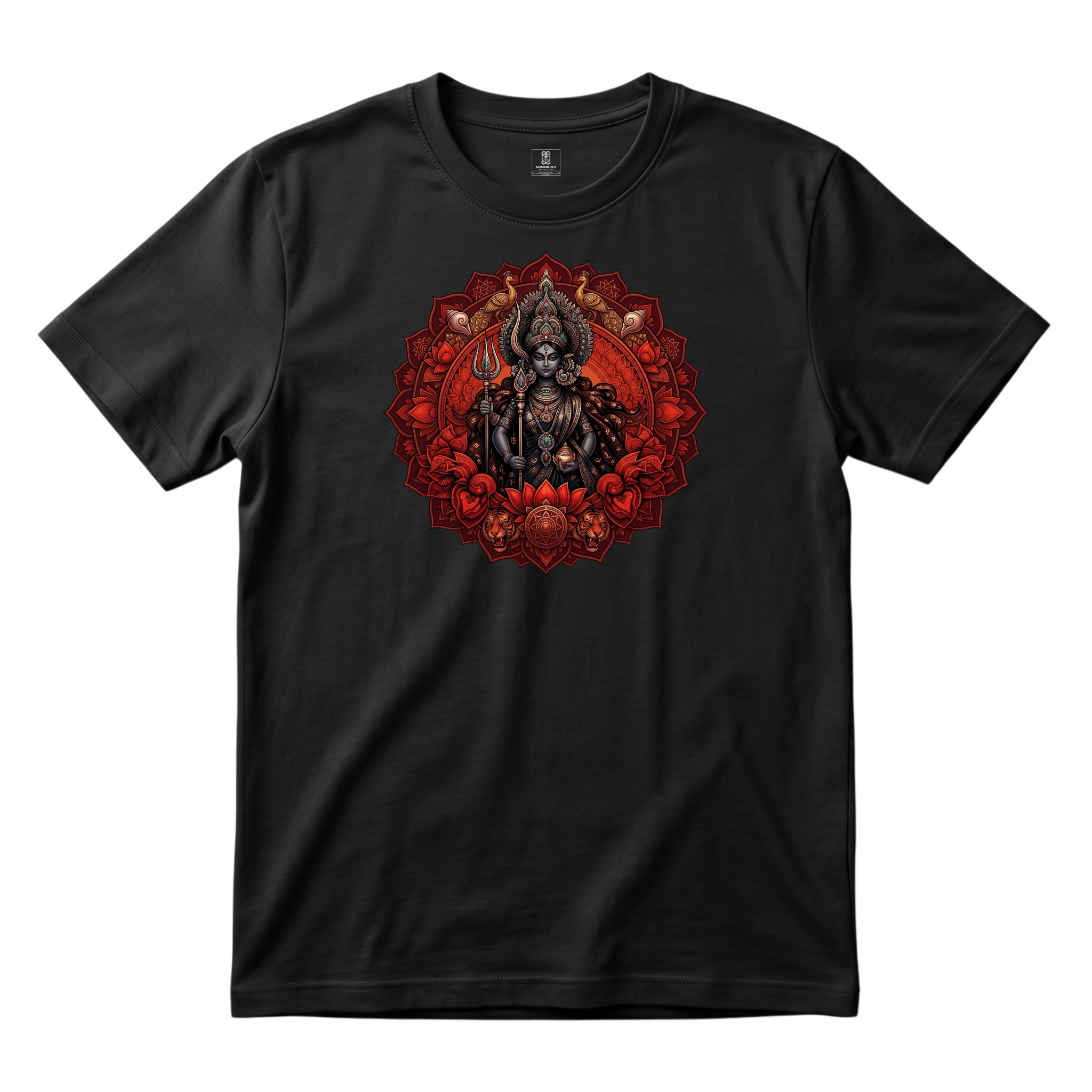 Somokriti Unisex Premium Cotton Printed T-Shirt - The Shakti Mandala | Fierce Grace Maa Durga | Regular Fit, Half Sleeve, Round Neck