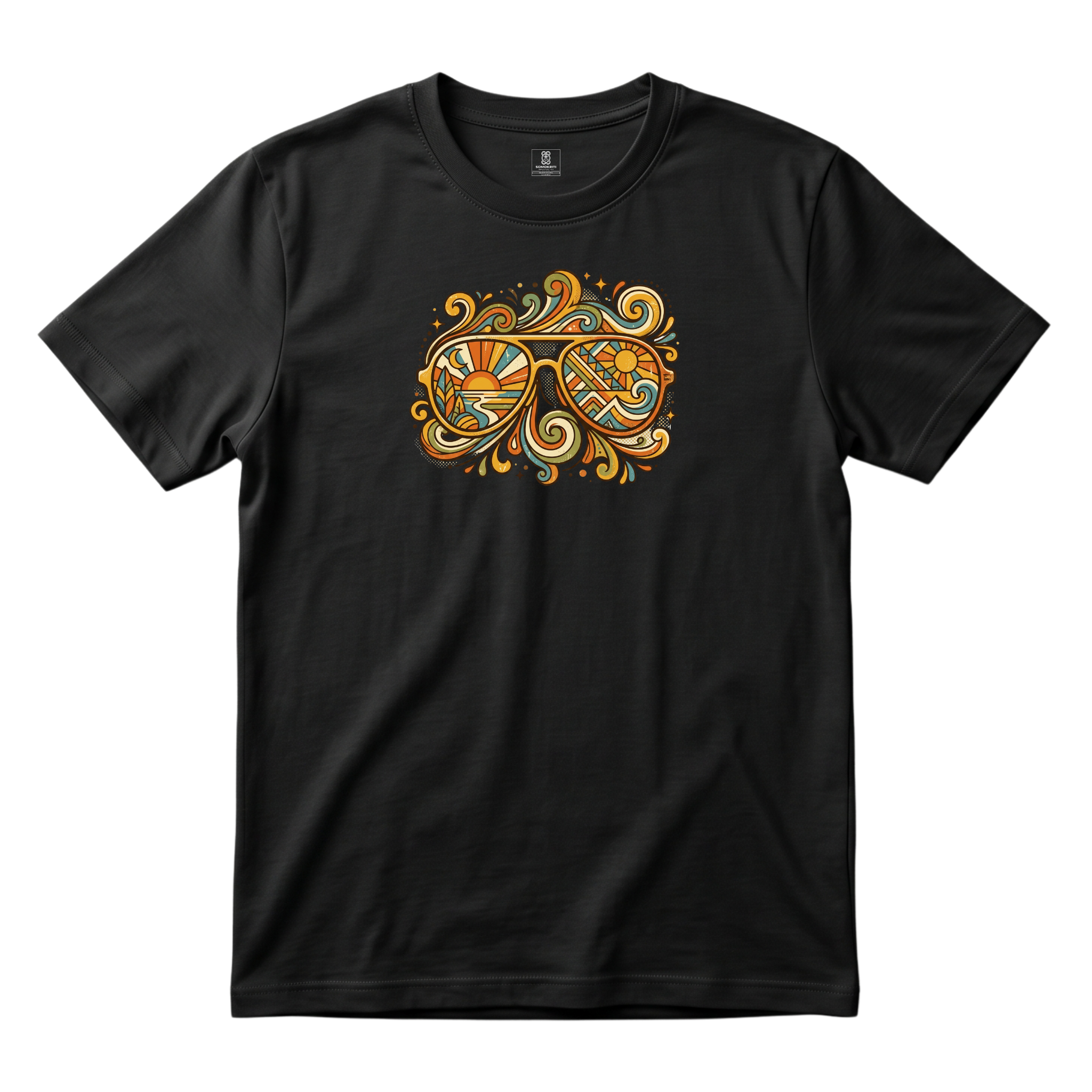 Somokriti Unisex Premium Cotton Printed T-Shirt - The Summer Soul Retro Aviator | Regular Fit, Half Sleeve, Round Neck