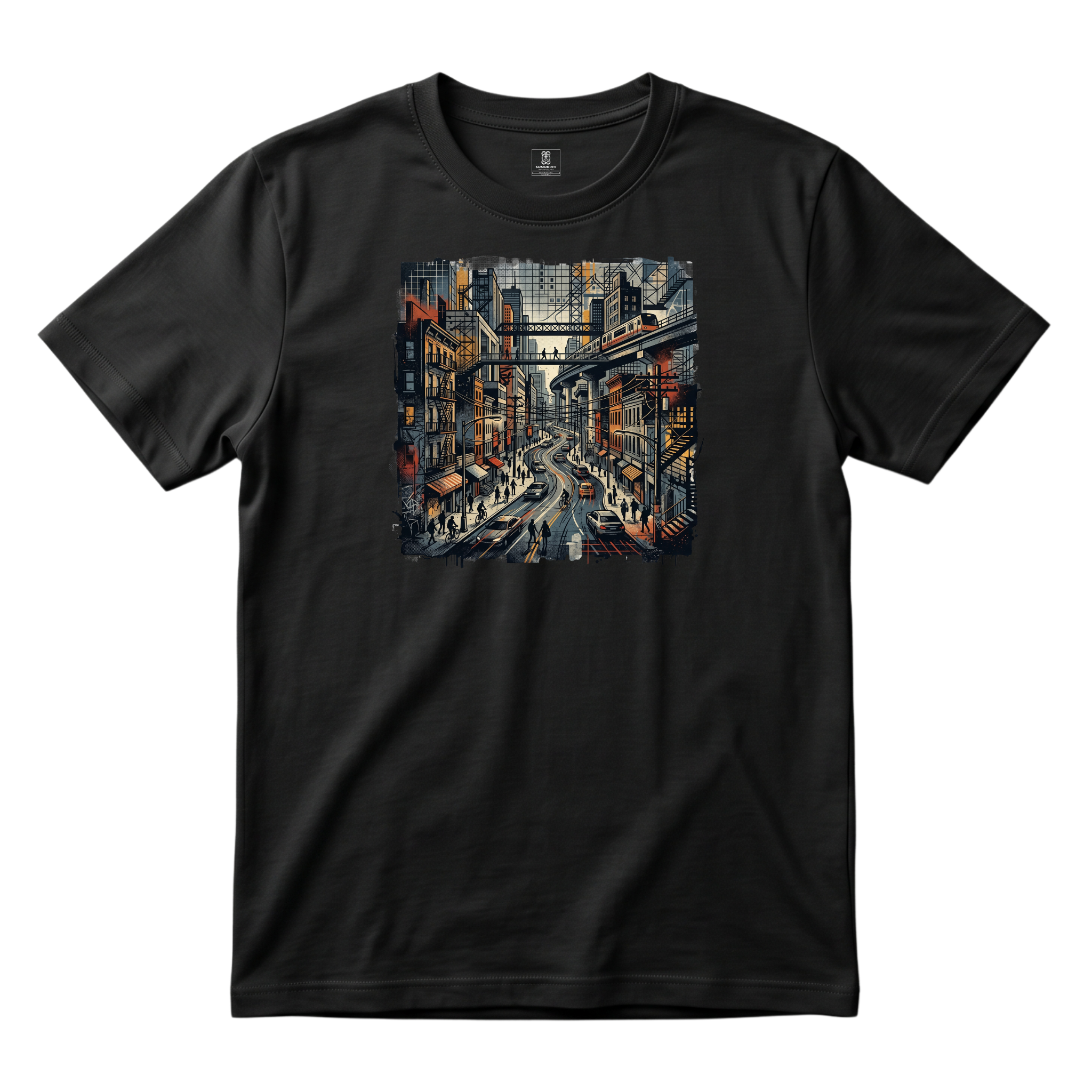 Somokriti Unisex Premium Cotton Printed T-Shirt - The Urban Pulse | Regular Fit, Half Sleeve, Round Neck