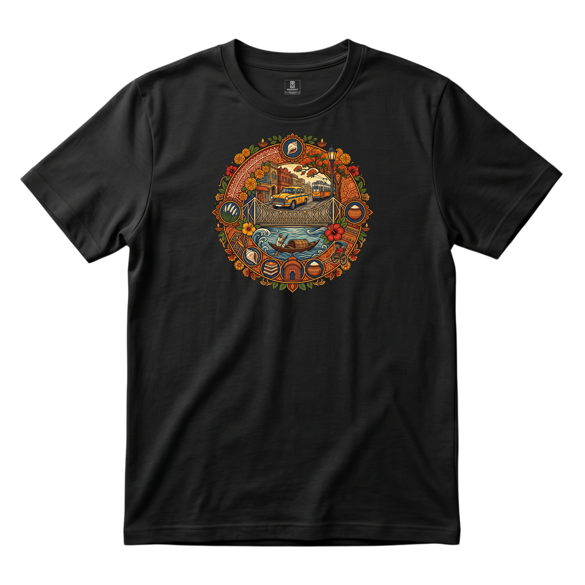 Somokriti Unisex Premium Cotton Printed T-Shirt - The Heritage Circle | Regular Fit, Half Sleeve, Round Neck