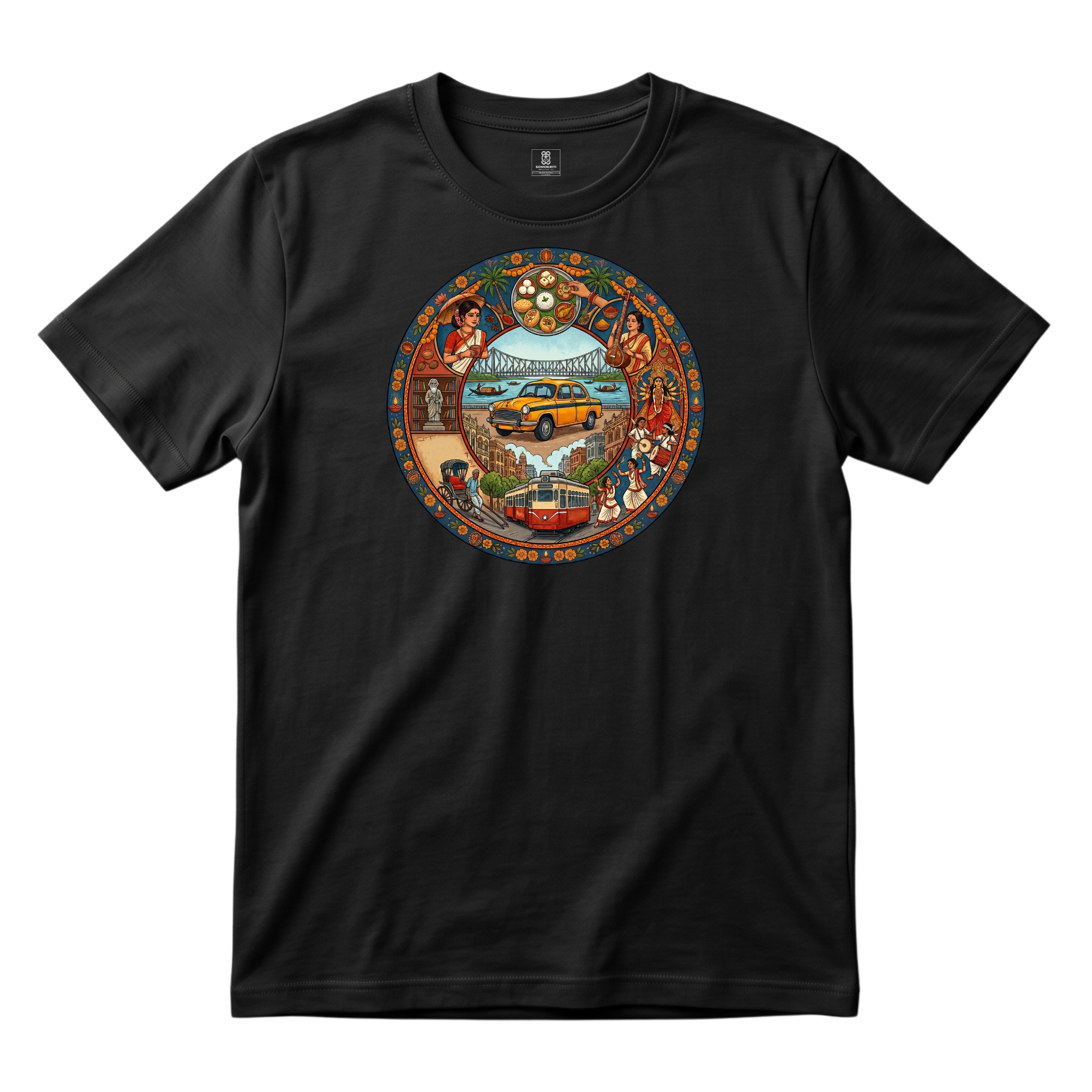 Somokriti Unisex Premium Cotton Printed T-Shirt - The Bengal Odyssey | Regular Fit, Half Sleeve, Round Neck