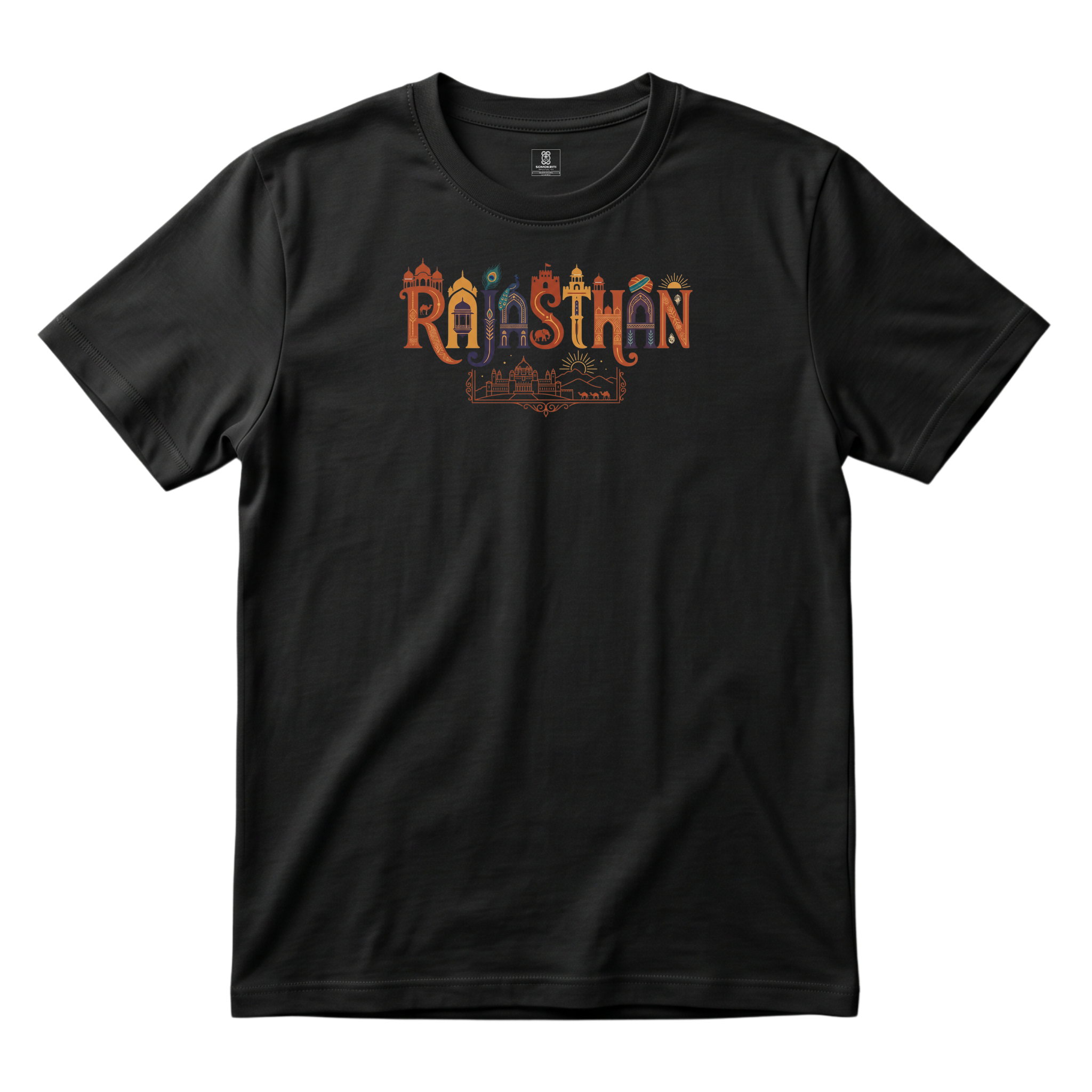 Somokriti Unisex Premium Cotton Printed T-Shirt - The Royal Land | Rajasthan Heritage | Regular Fit, Half Sleeve, Round Neck