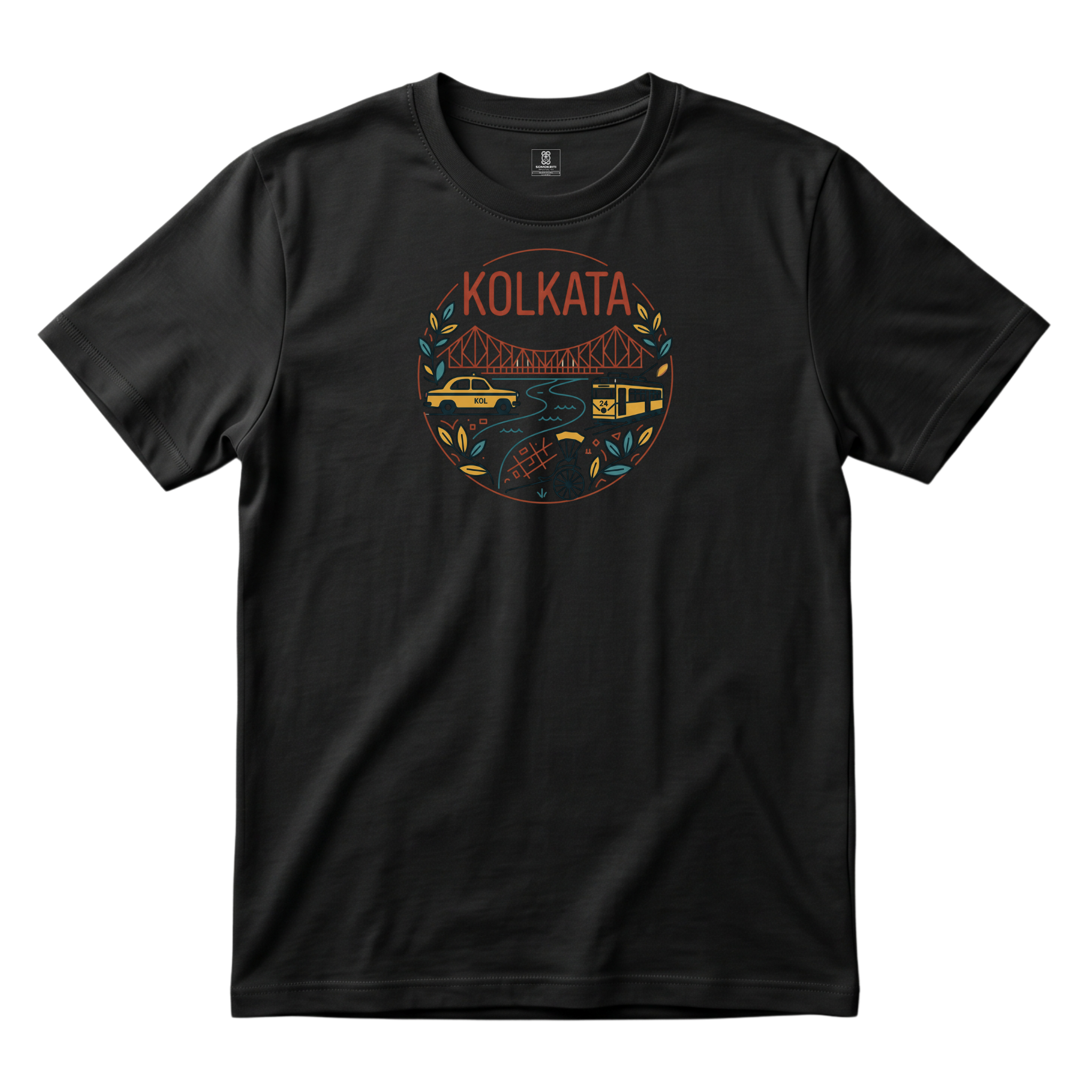 Somokriti Unisex Premium Cotton Printed T-Shirt - The Kolkata Line | Minimalist Heritage | Regular Fit, Half Sleeve, Round Neck