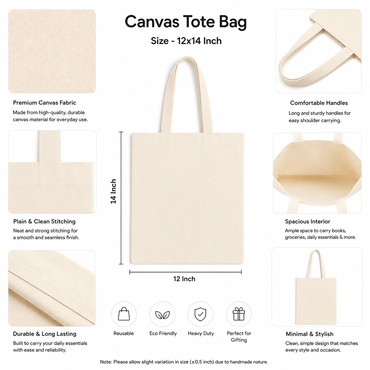 Somokriti Premium Cotton Tote Bag - Cute Doll | 220 GSM | Printed | 12x14 Inch