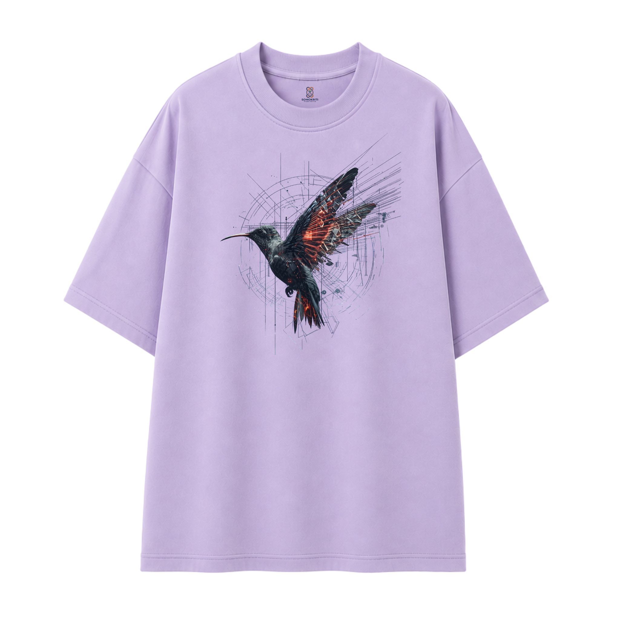 Somokriti Premium Cotton Printed T-Shirt - Velocity Wings | Oversized Fit, Half Sleeve, Round Neck | Unisex
