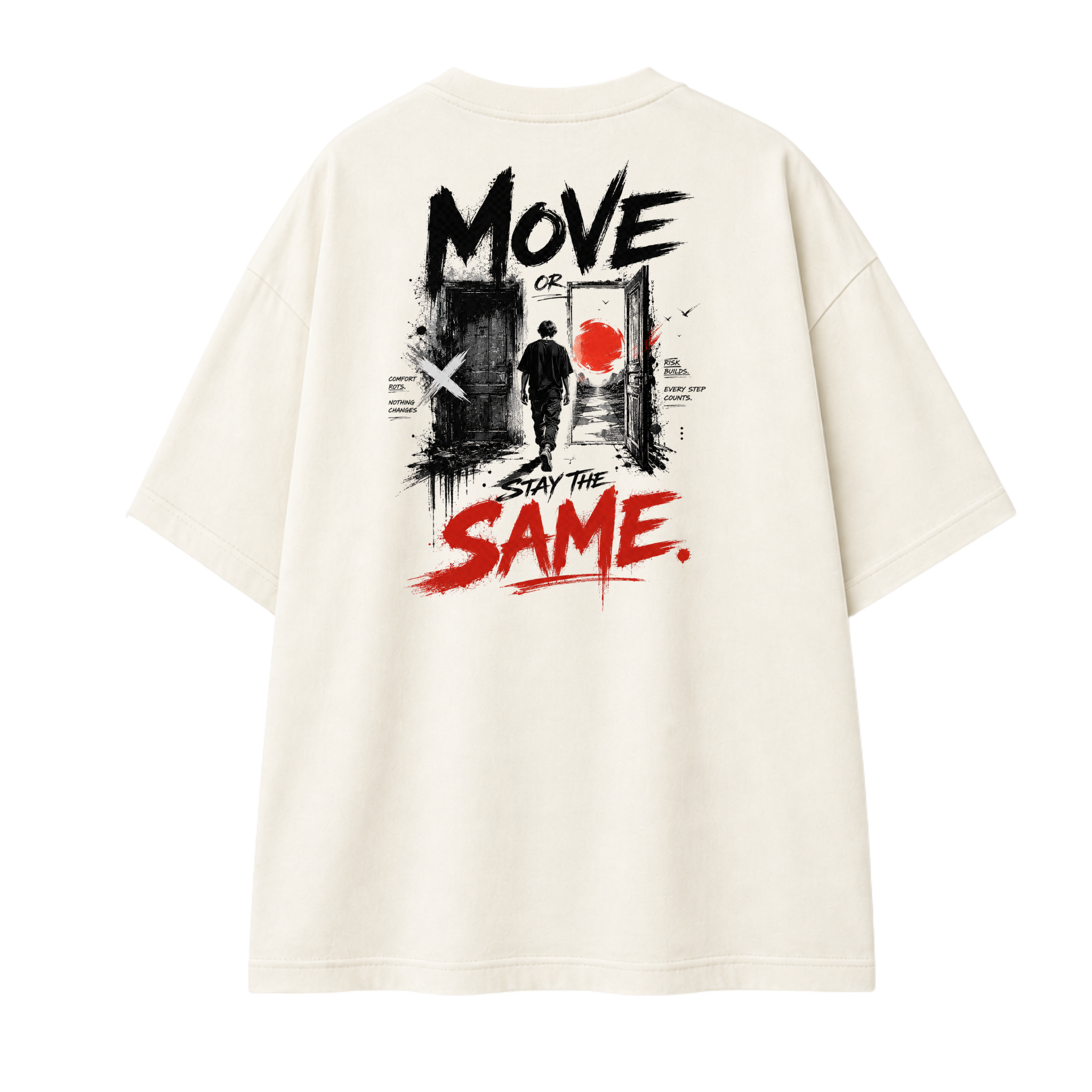 Somokriti Premium Cotton Printed T-Shirt - Forward Motion | Oversized Fit, Half Sleeve, Round Neck | Unisex