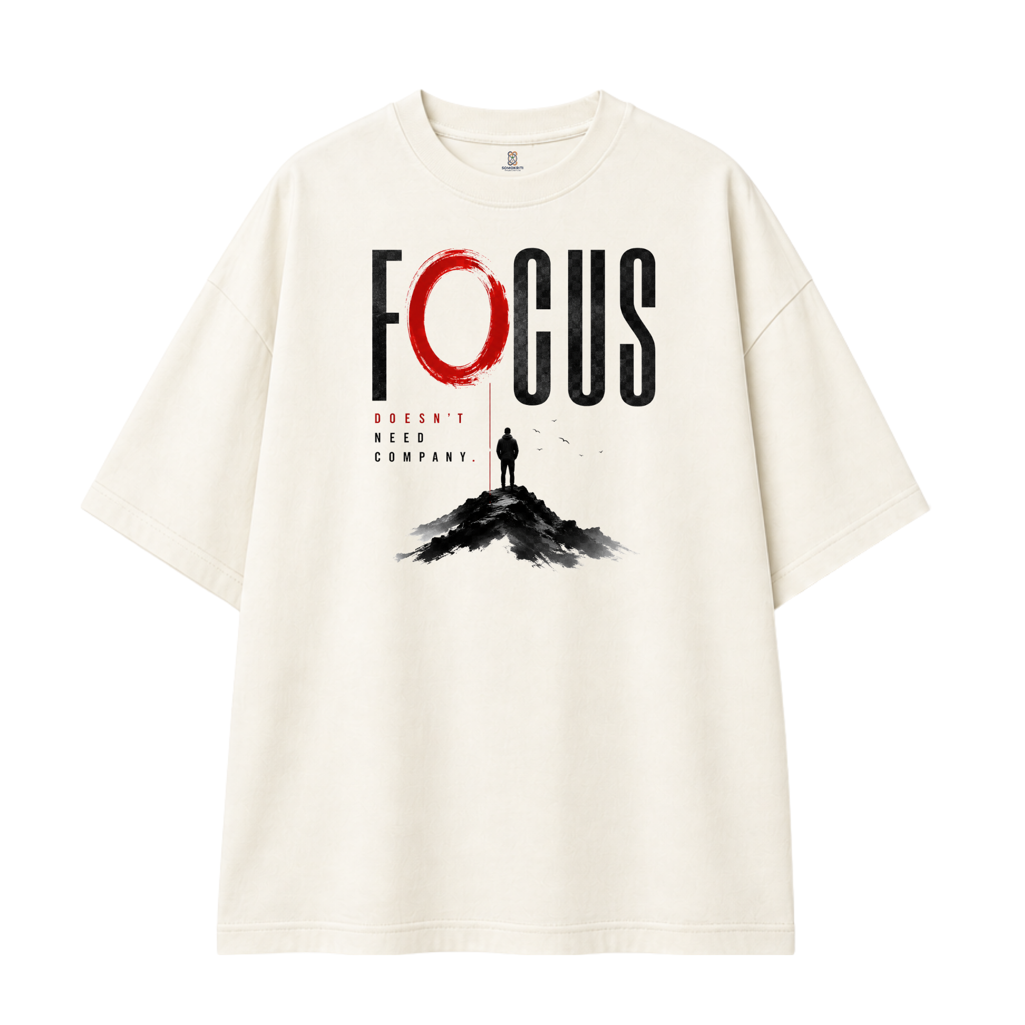 Somokriti Premium Cotton Printed T-Shirt - Focused Solitude | Oversized Fit, Half Sleeve, Round Neck | Unisex