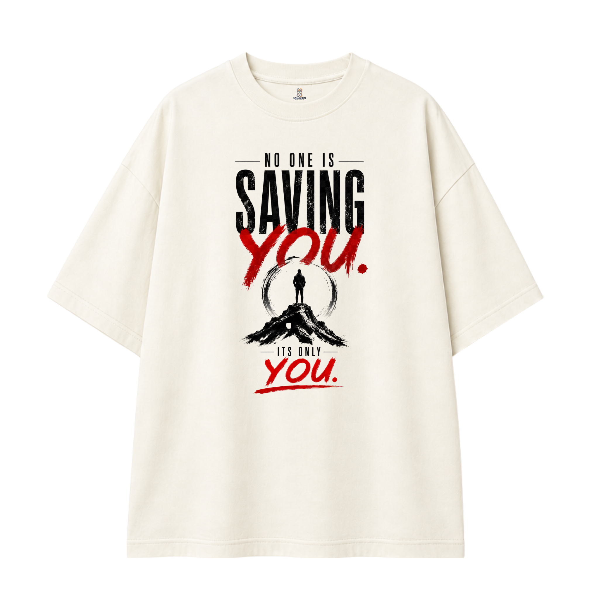 Somokriti Premium Cotton Printed T-Shirt - Self Approval | Oversized Fit, Half Sleeve, Round Neck | Unisex