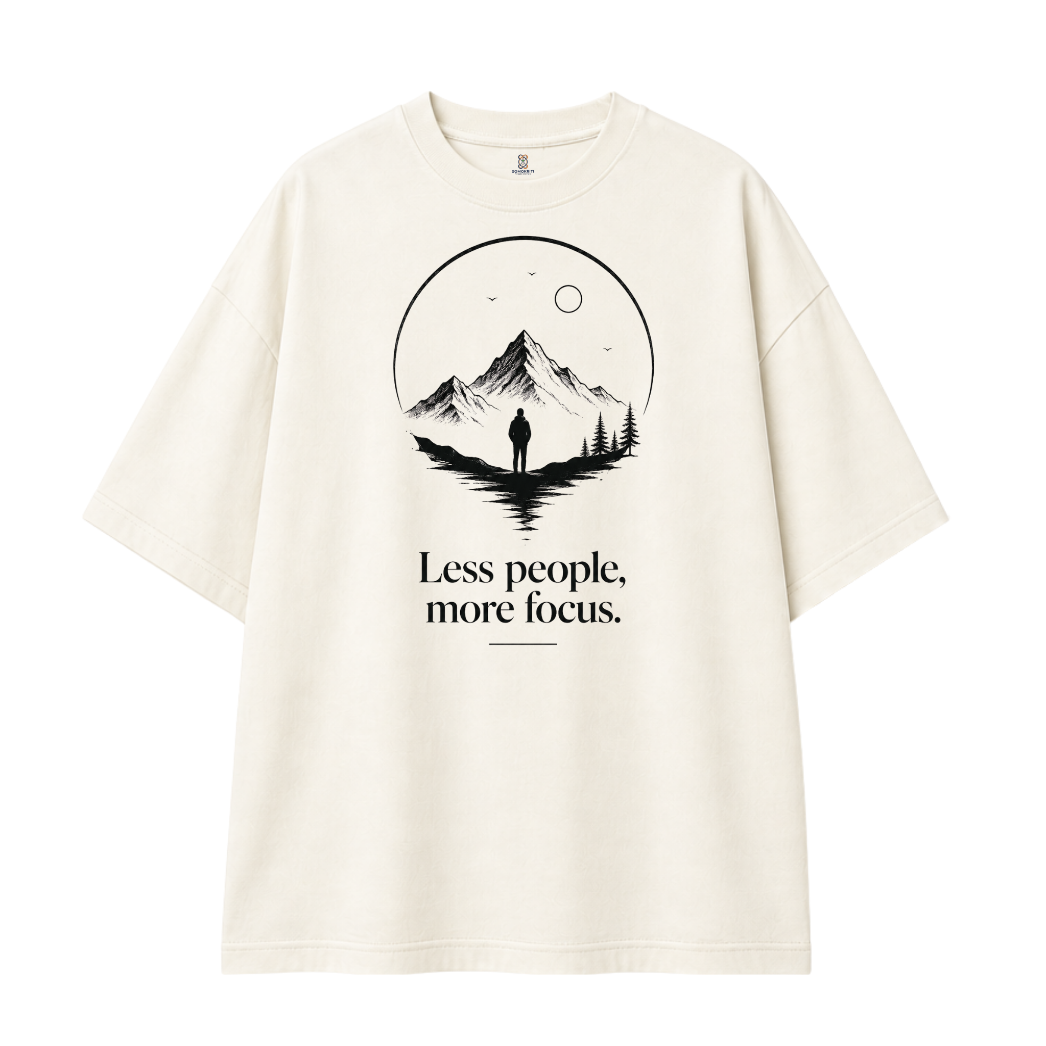 Somokriti Premium Cotton Printed T-Shirt - Silent Focus | Oversized Fit, Half Sleeve, Round Neck | Unisex