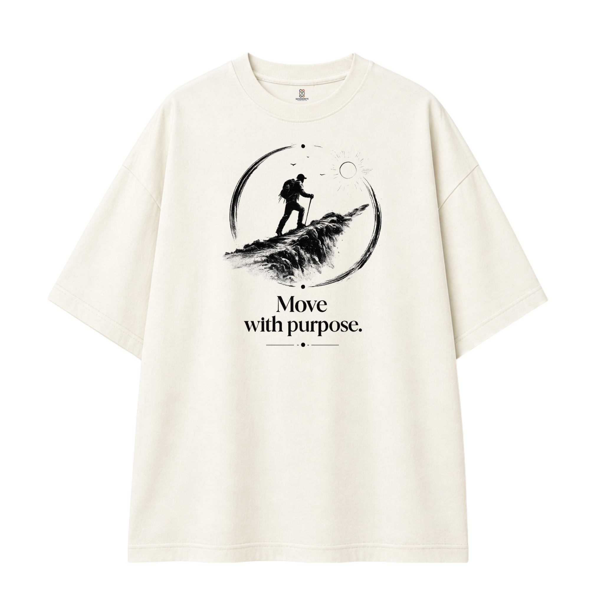 Somokriti Premium Cotton Printed T-Shirt - Purpose Trek | Oversized Fit, Half Sleeve, Round Neck | Unisex