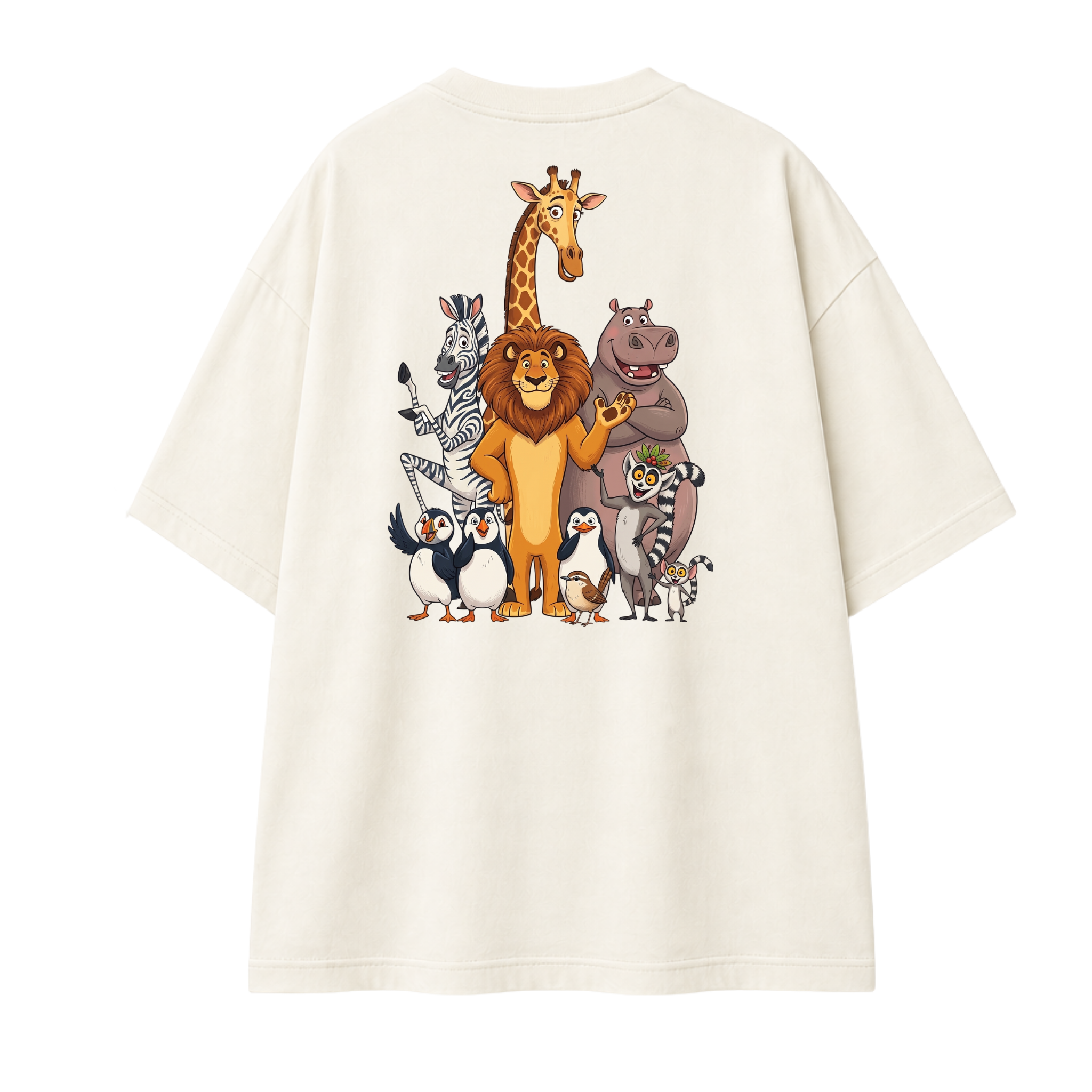 Somokriti Premium Cotton Printed T-Shirt - Madagascar Crew | Oversized Fit, Half Sleeve, Round Neck | Unisex