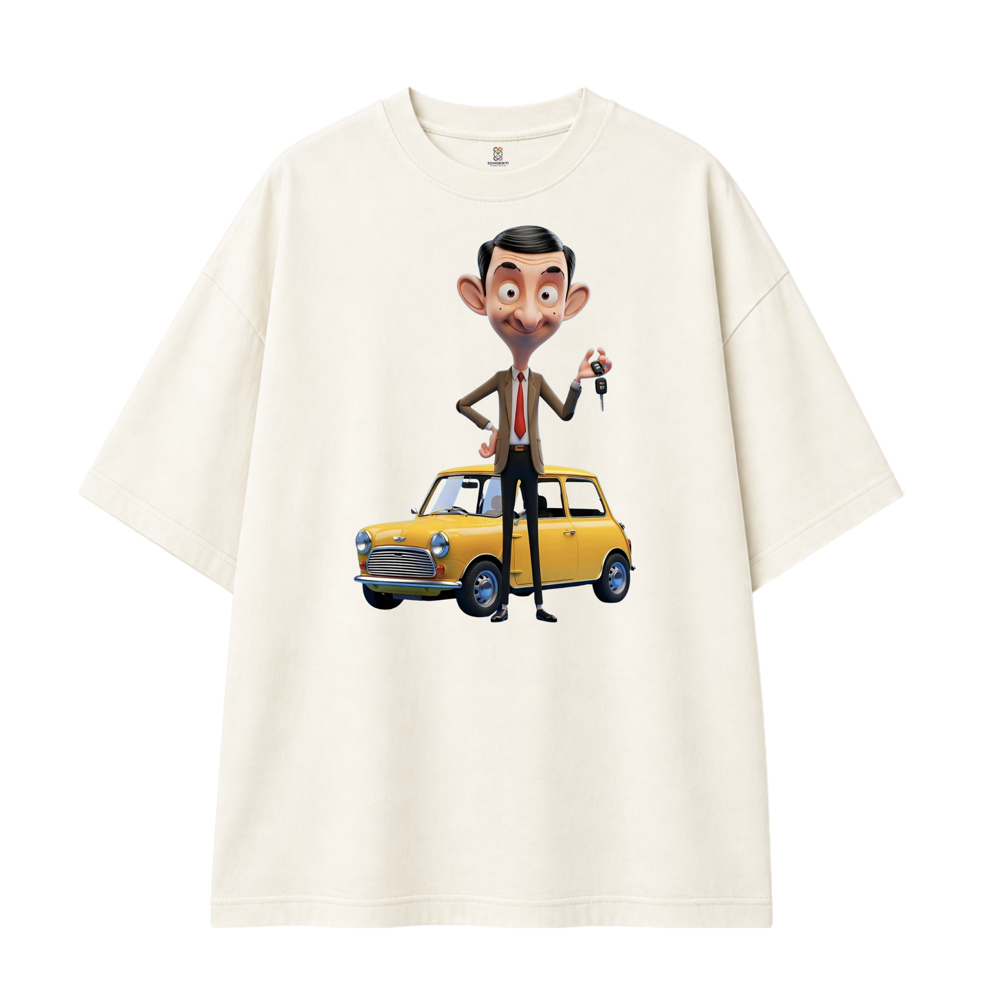 Somokriti Premium Cotton Printed T-Shirt - Bean Adventures | Oversized Fit, Half Sleeve, Round Neck | Unisex