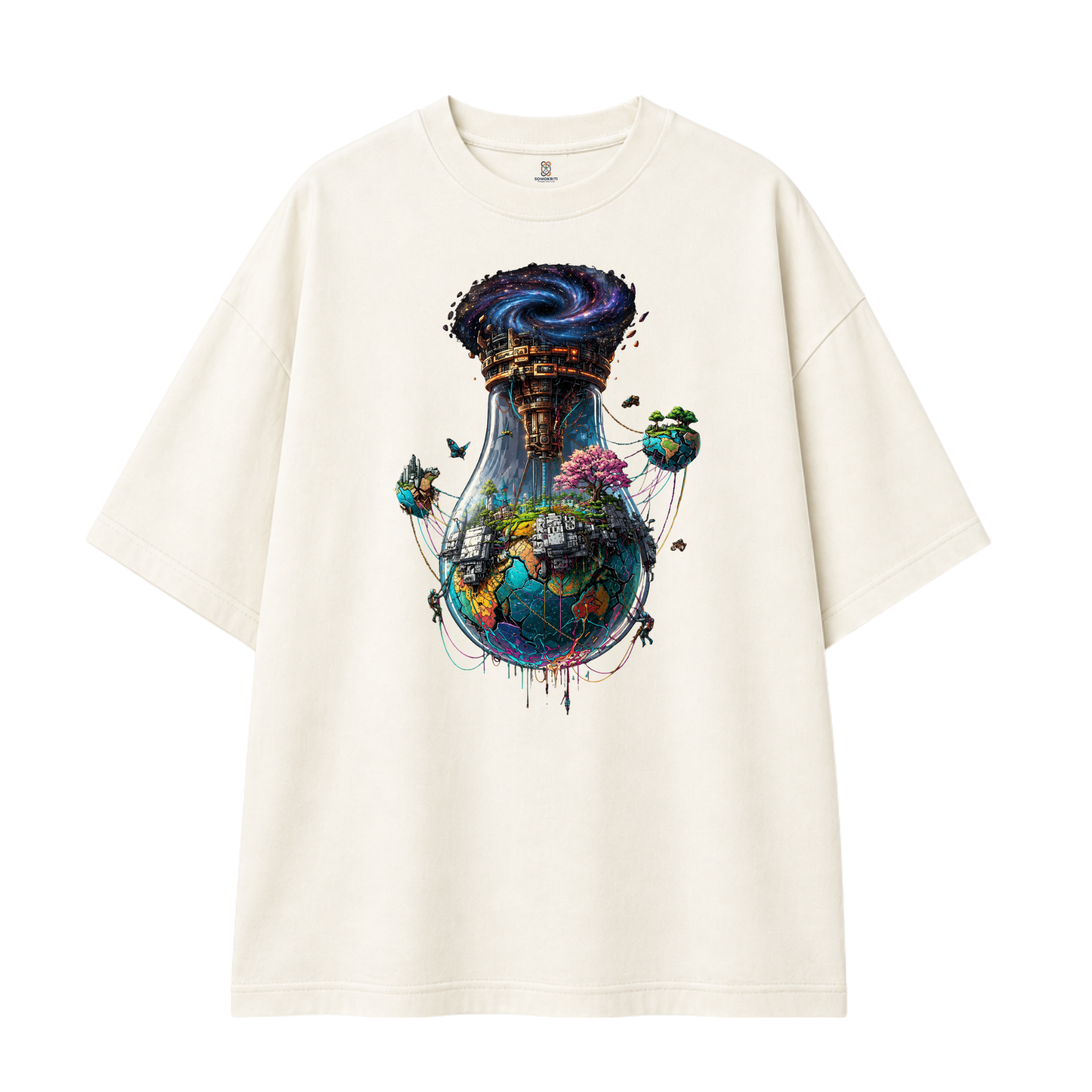 Somokriti Premium Cotton Printed T-Shirt - Stellar Sanctuary | Oversized Fit, Half Sleeve, Round Neck | Unisex
