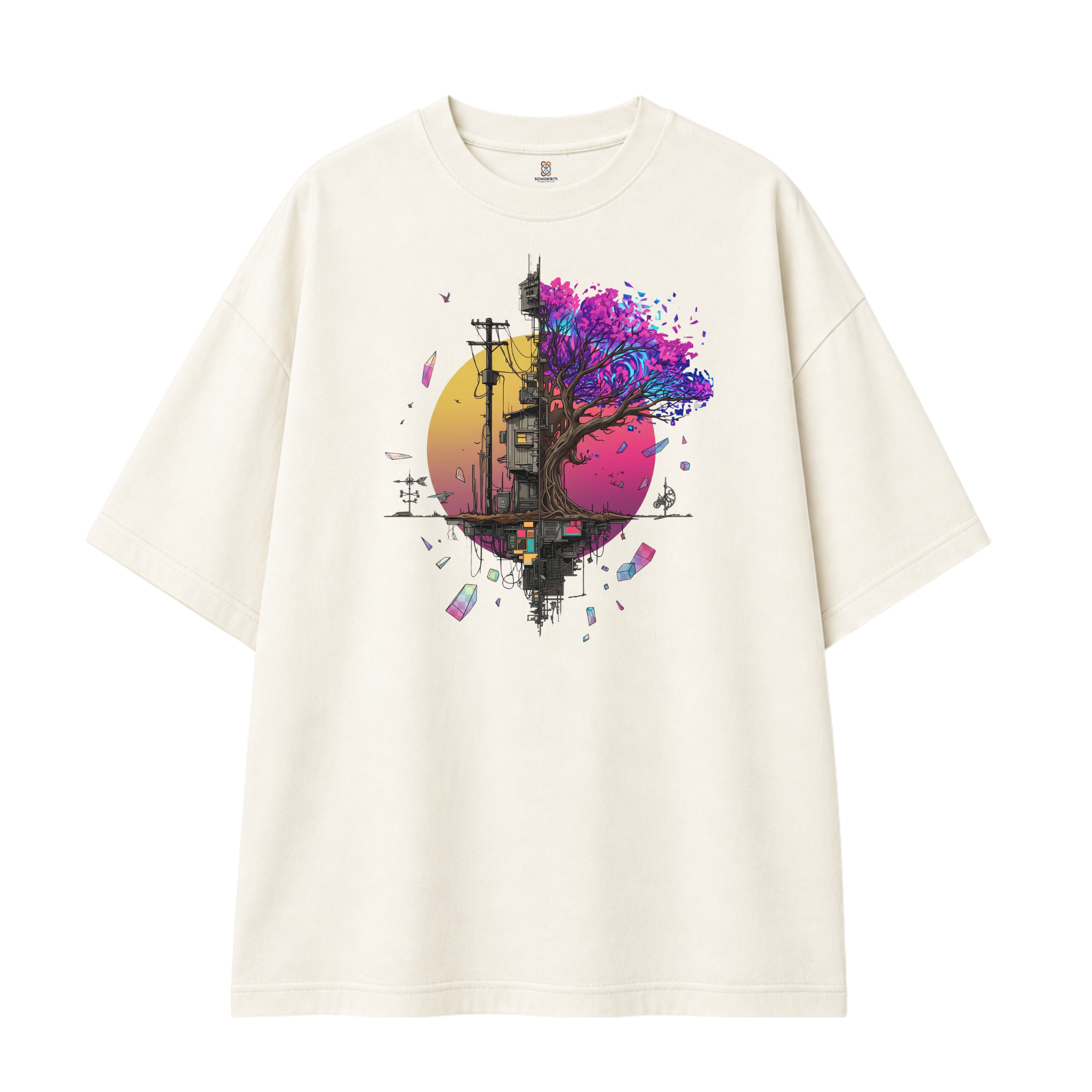 Somokriti Premium Cotton Printed T-Shirt - Urban Genesis | Oversized Fit, Half Sleeve, Round Neck | Unisex