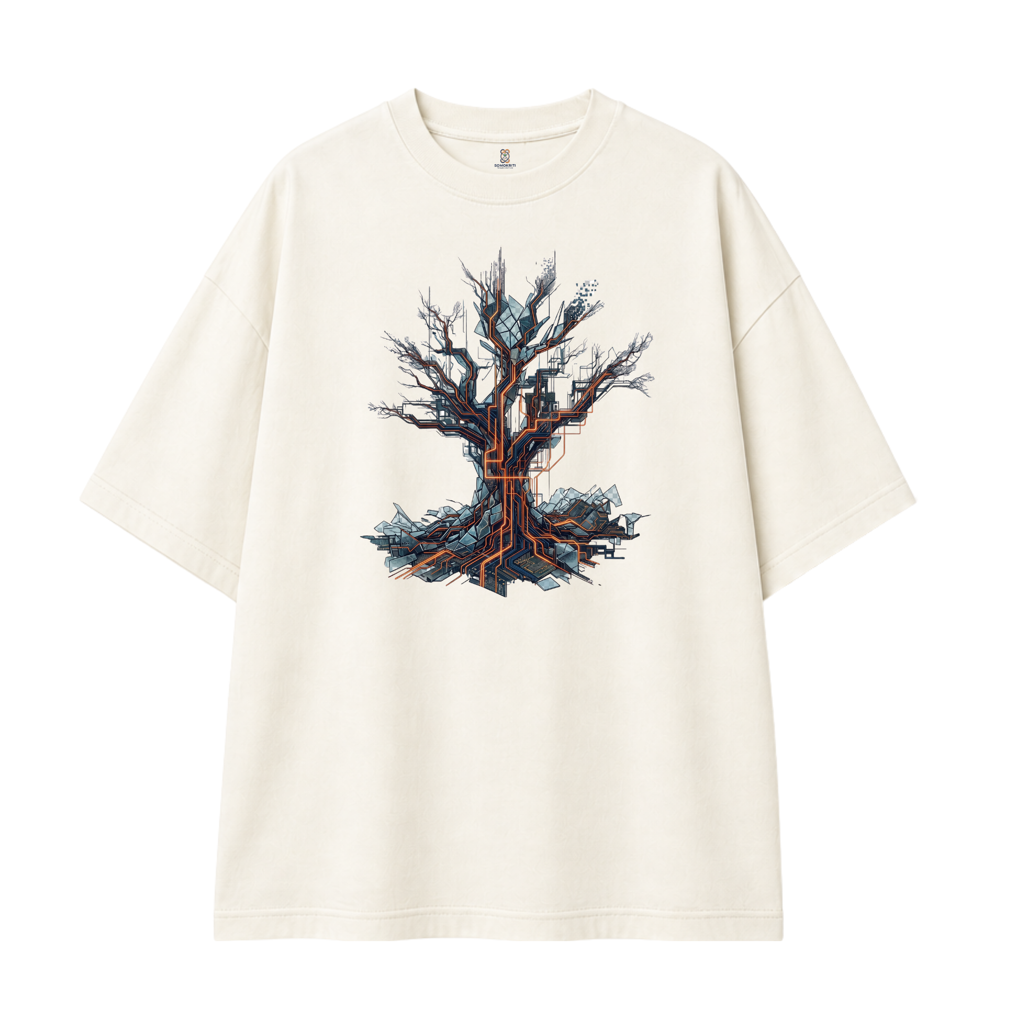 Somokriti Premium Cotton Printed T-Shirt - Quantum Roots | Oversized Fit, Half Sleeve, Round Neck | Unisex