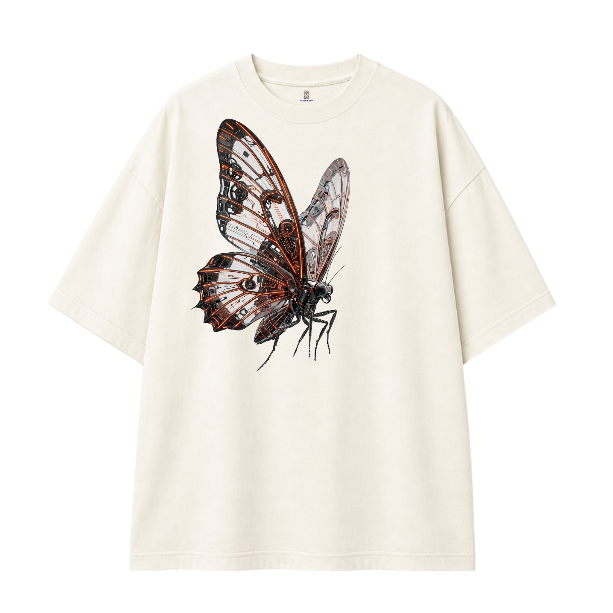 Somokriti Premium Cotton Printed T-Shirt - Cyber Metamorph | Oversized Fit, Half Sleeve, Round Neck | Unisex