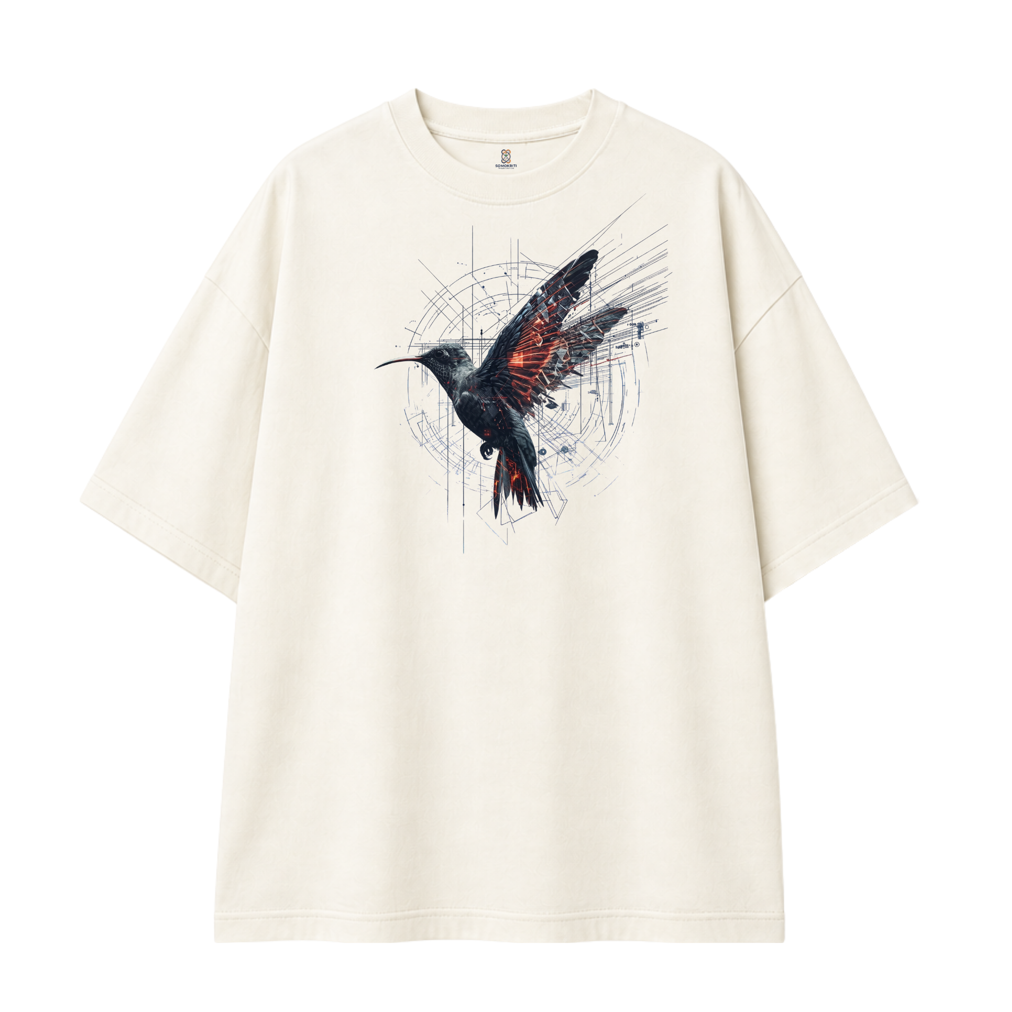 Somokriti Premium Cotton Printed T-Shirt - Velocity Wings | Oversized Fit, Half Sleeve, Round Neck | Unisex