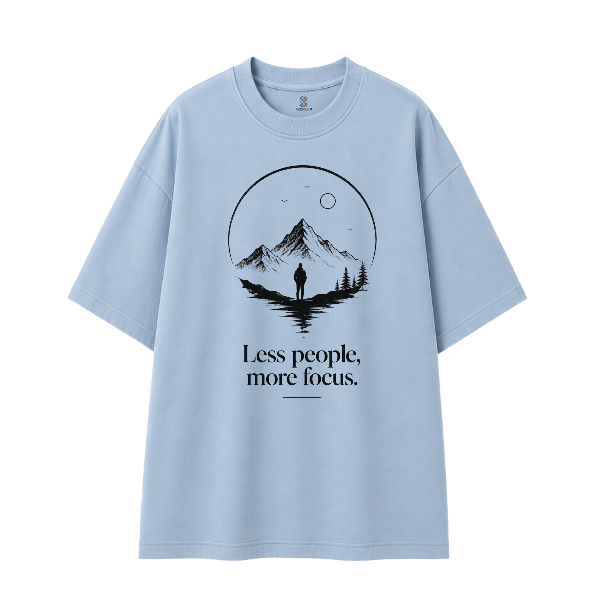 Somokriti Premium Cotton Printed T-Shirt - Silent Focus | Oversized Fit, Half Sleeve, Round Neck | Unisex