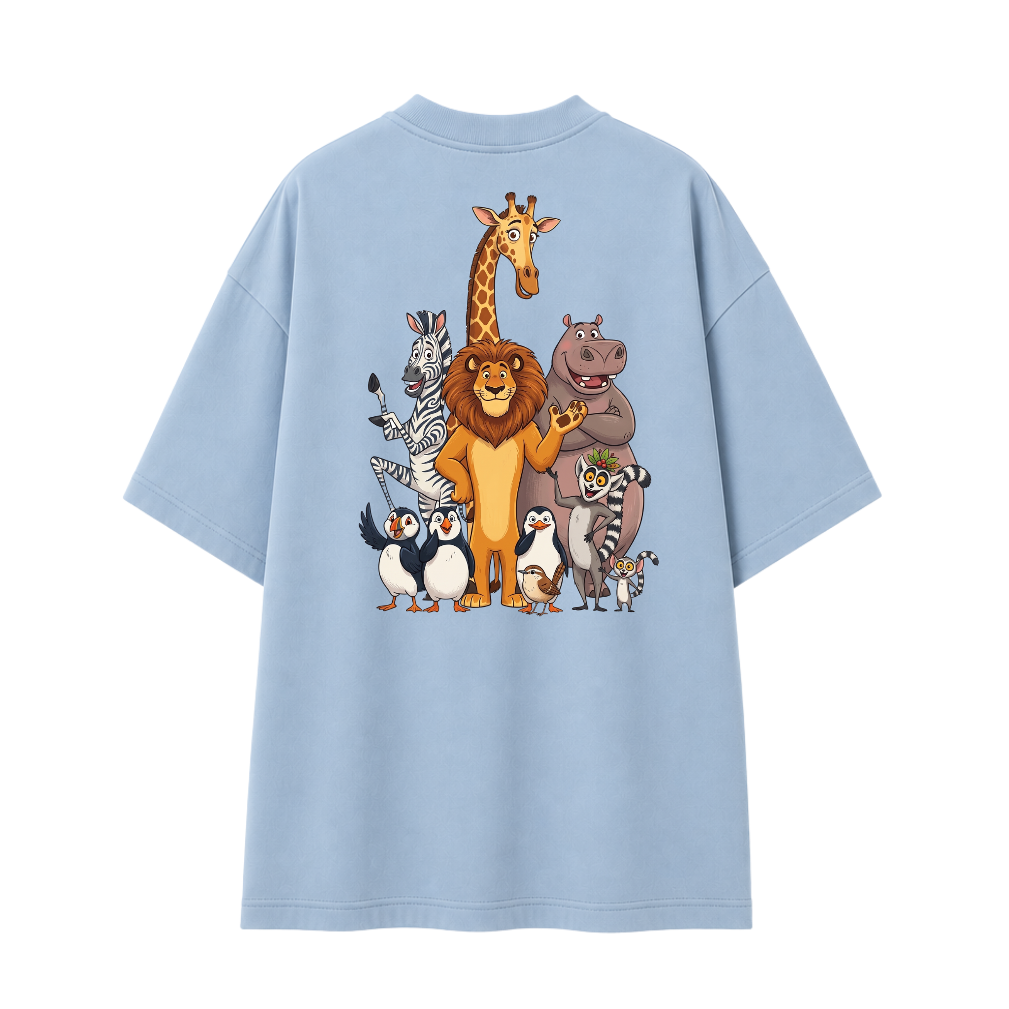 Somokriti Premium Cotton Printed T-Shirt - Madagascar Crew | Oversized Fit, Half Sleeve, Round Neck | Unisex