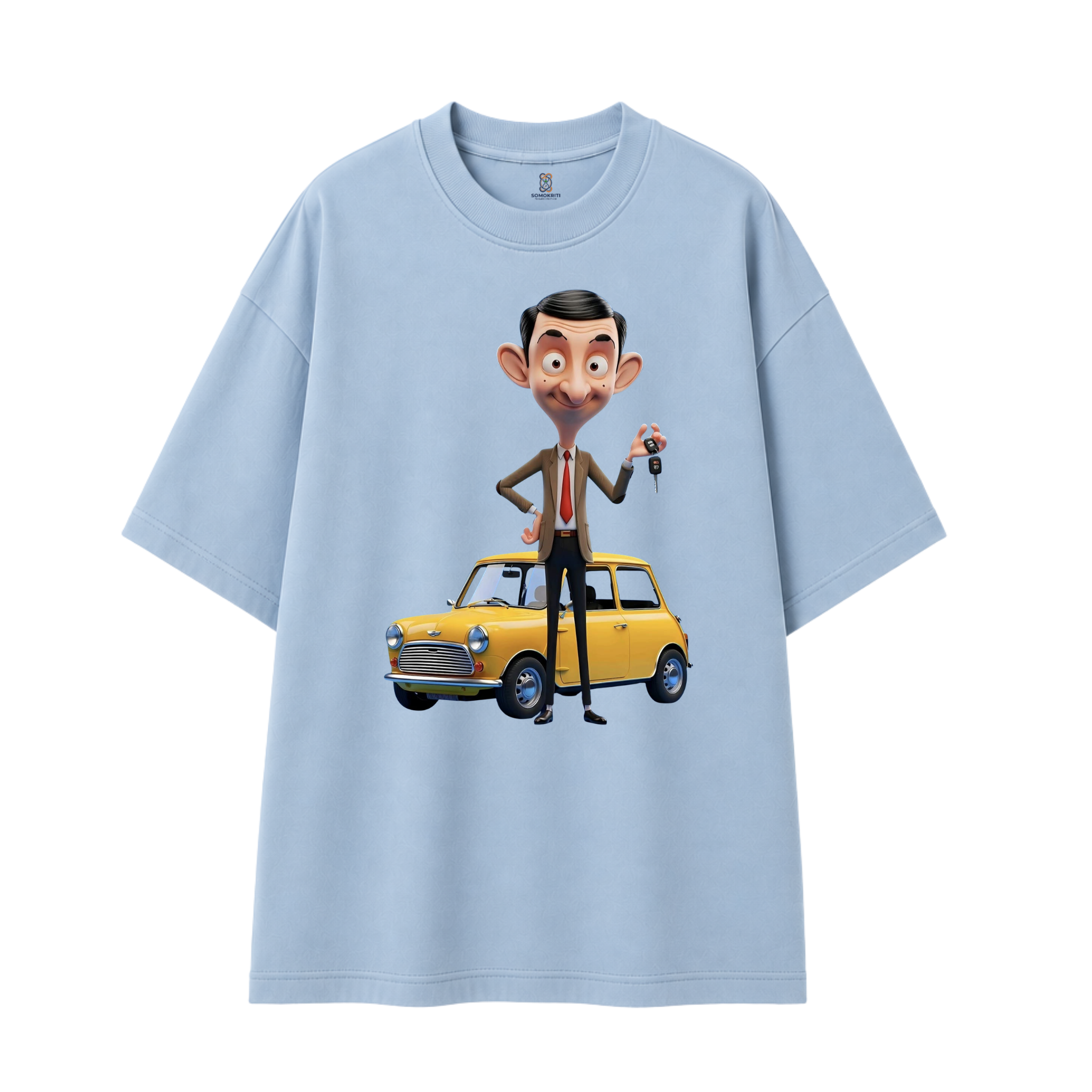 Somokriti Premium Cotton Printed T-Shirt - Bean Adventures | Oversized Fit, Half Sleeve, Round Neck | Unisex