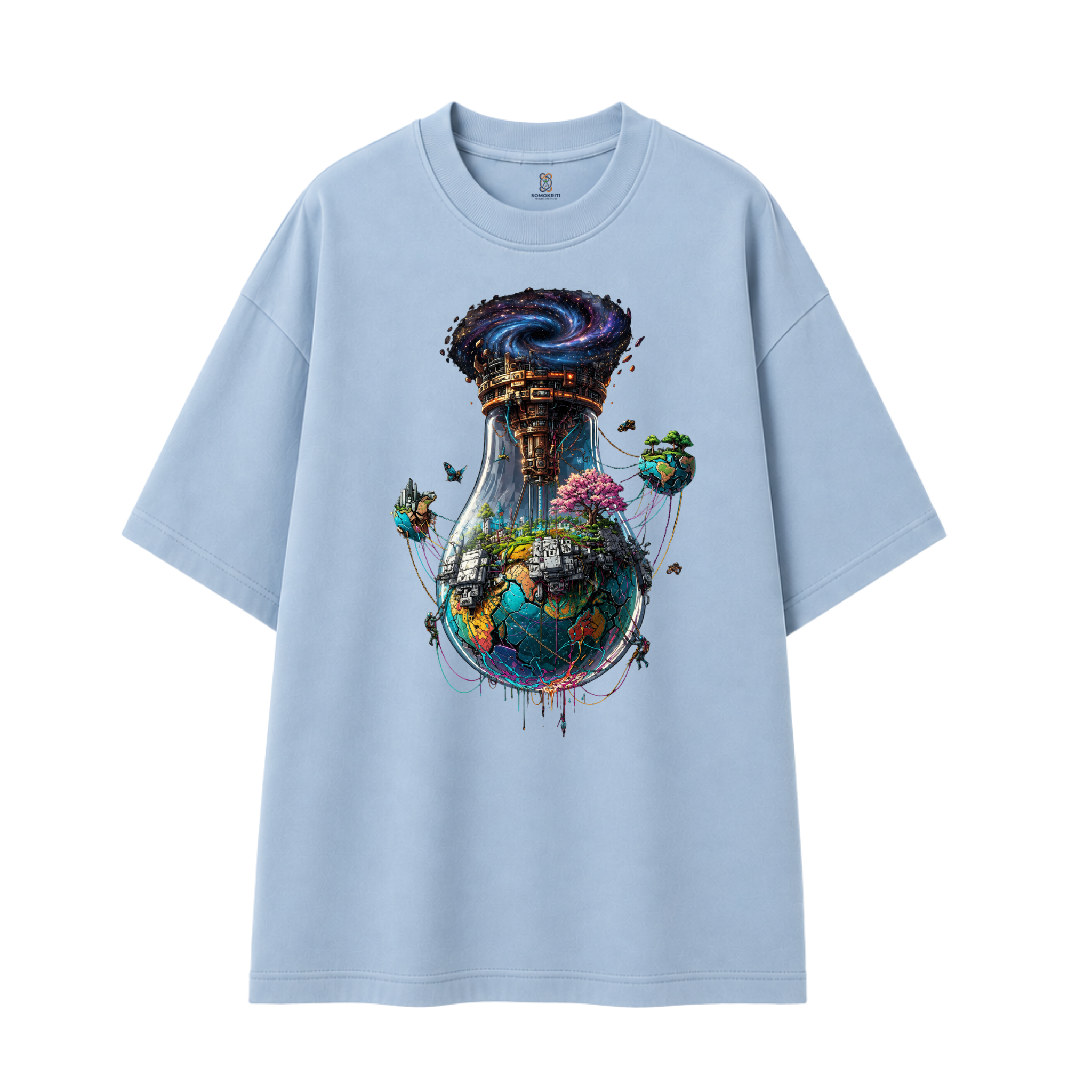 Somokriti Premium Cotton Printed T-Shirt - Stellar Sanctuary | Oversized Fit, Half Sleeve, Round Neck | Unisex