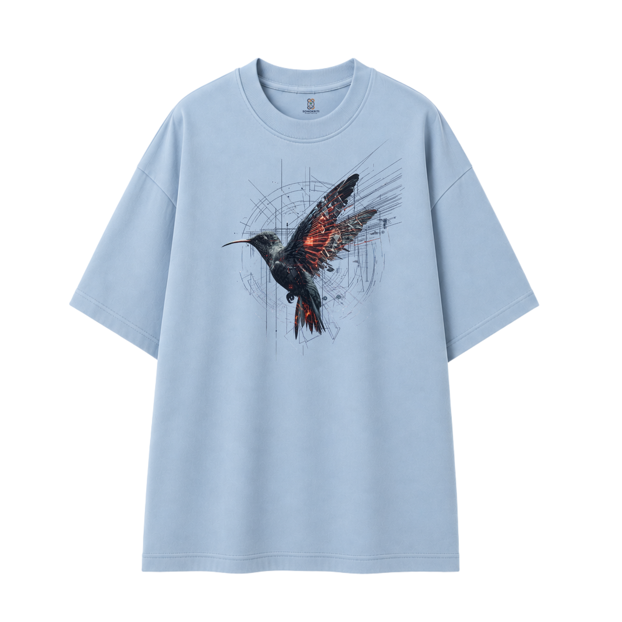 Somokriti Premium Cotton Printed T-Shirt - Velocity Wings | Oversized Fit, Half Sleeve, Round Neck | Unisex