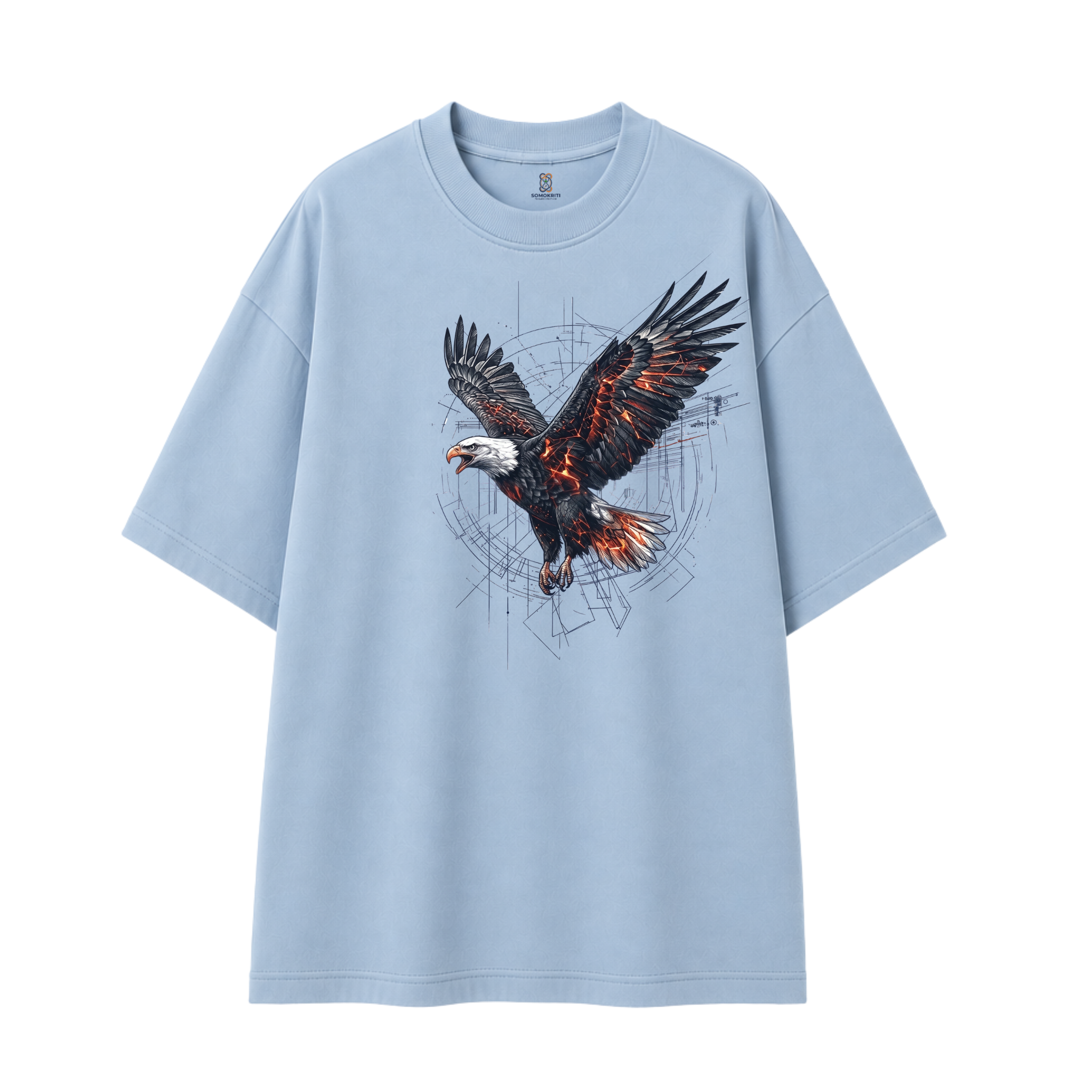 Somokriti Premium Cotton Printed T-Shirt - Inferno Flight | Oversized Fit, Half Sleeve, Round Neck | Unisex