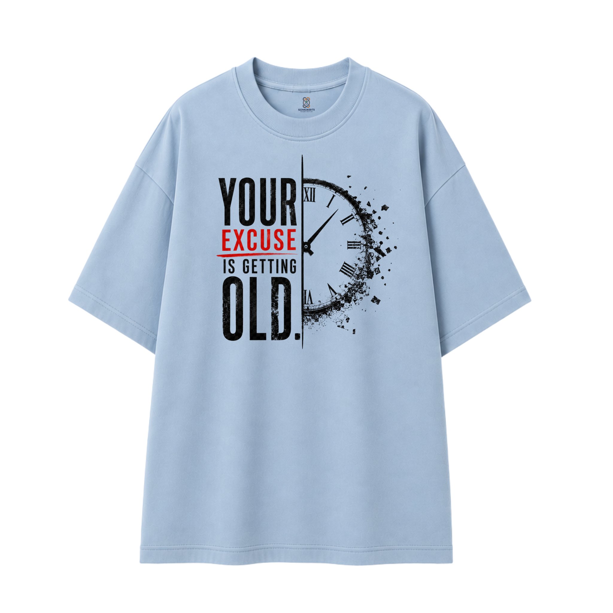 Somokriti Premium Cotton Printed T-Shirt - Time Reckoning | Oversized Fit, Half Sleeve, Round Neck | Unisex