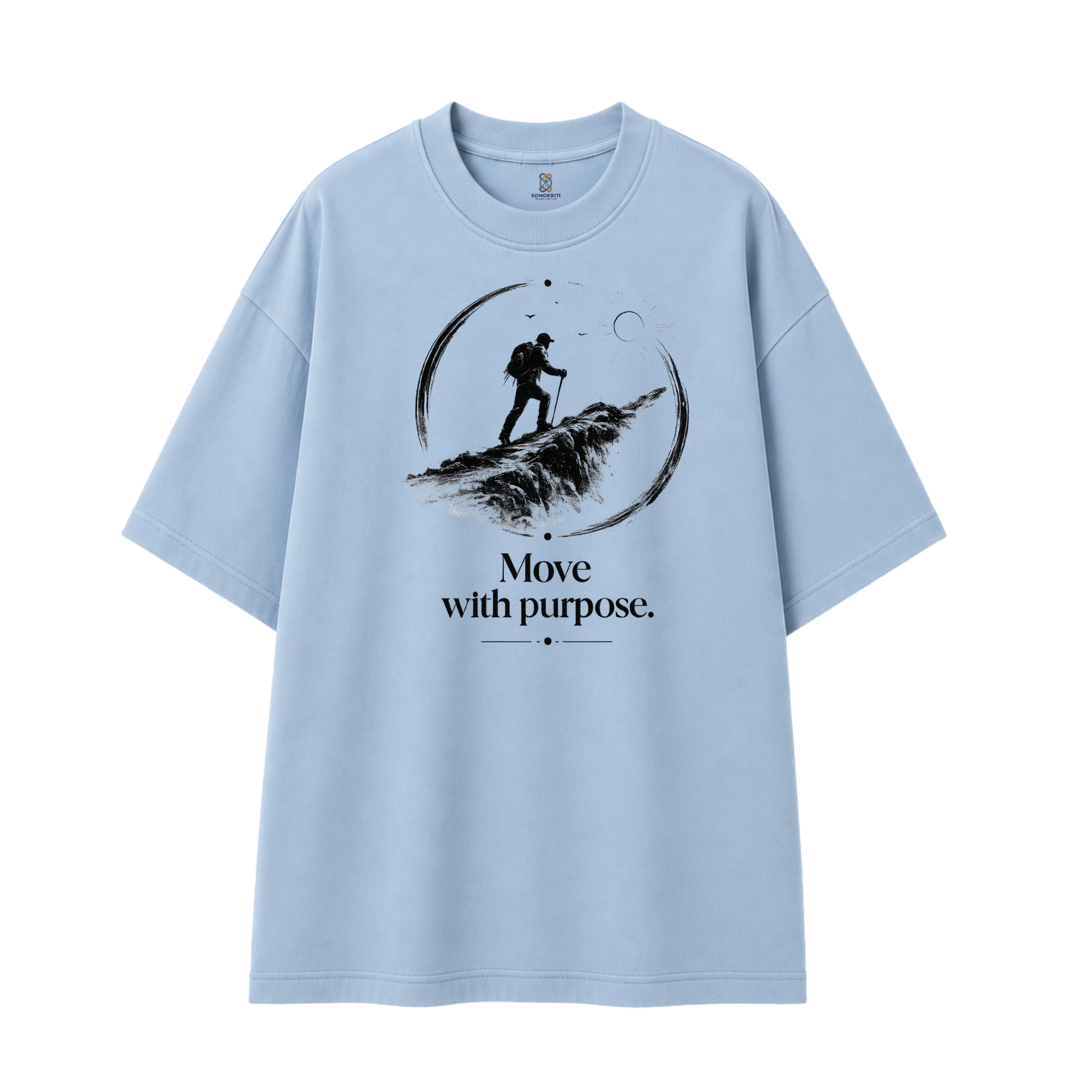 Somokriti Premium Cotton Printed T-Shirt - Purpose Trek | Oversized Fit, Half Sleeve, Round Neck | Unisex
