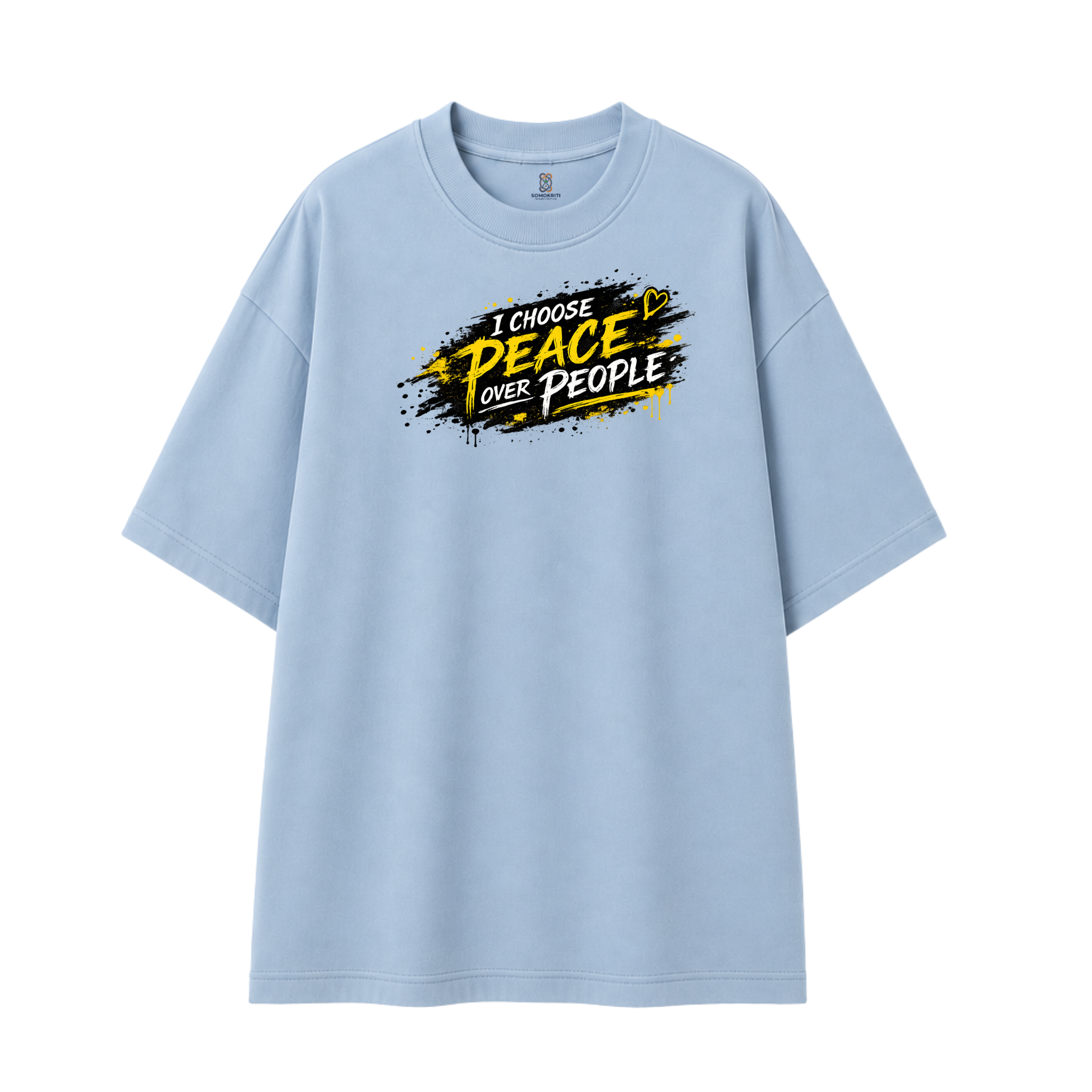 Somokriti Premium Cotton Printed T-Shirt - Choose Peace | Oversized Fit, Half Sleeve, Round Neck | Unisex