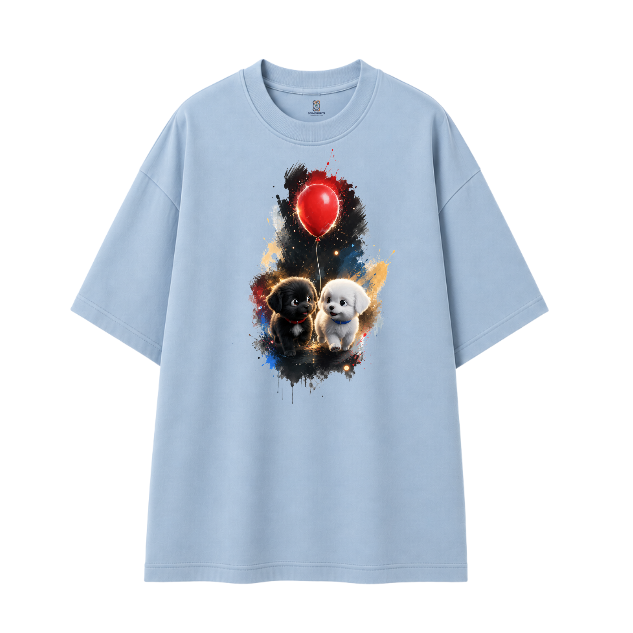 Somokriti Premium Cotton Printed T-Shirt - Pawsome Pair | Oversized Fit, Half Sleeve, Round Neck | Unisex