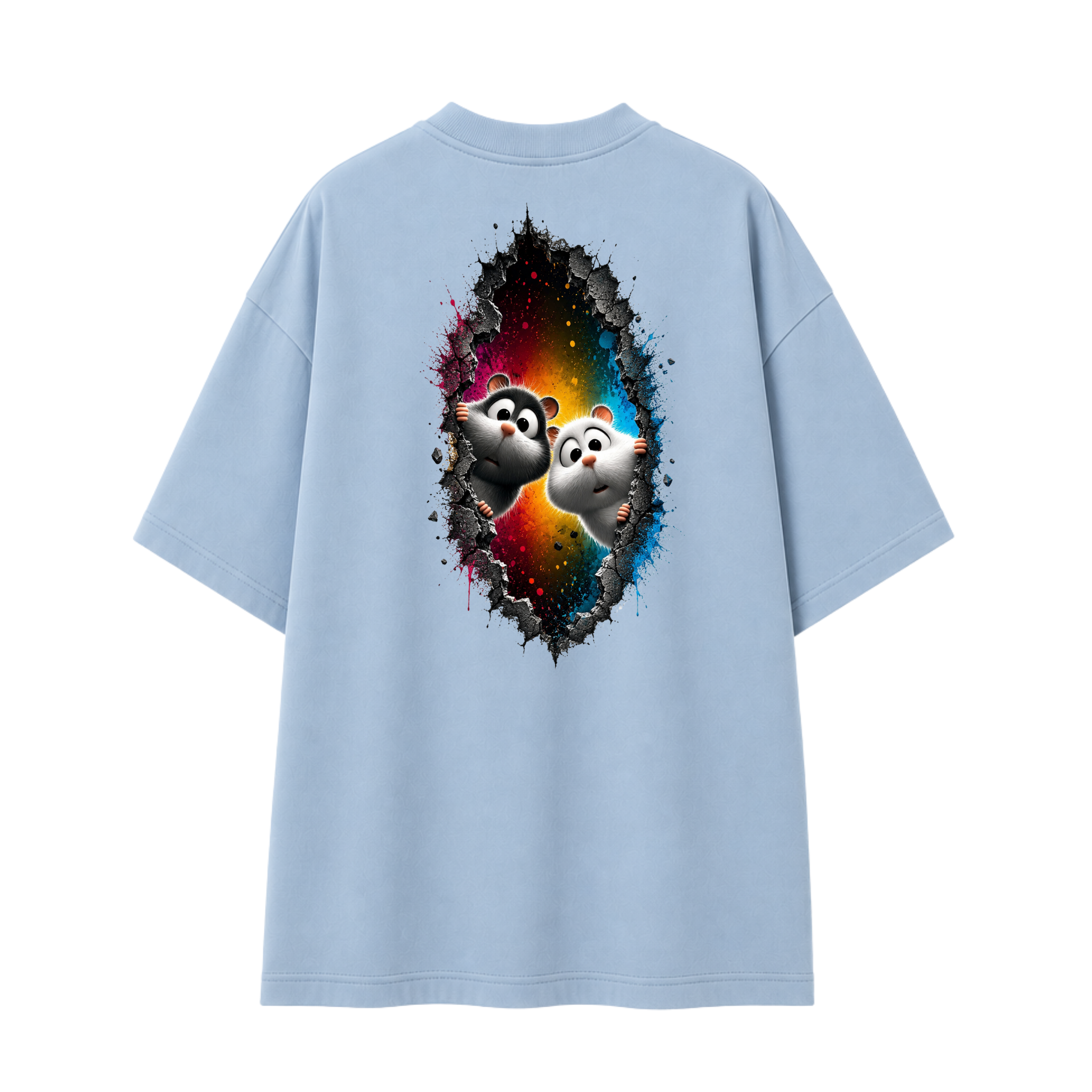 Somokriti Premium Cotton Printed T-Shirt - Curious Duo | Oversized Fit, Half Sleeve, Round Neck | Unisex